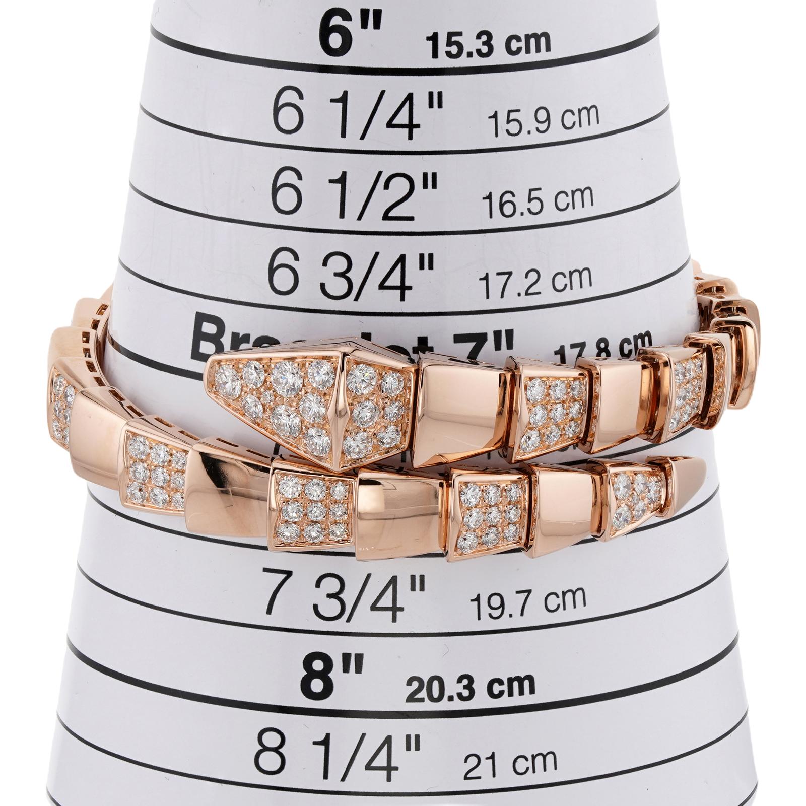 Donna BULGARI Serpenti Scaglie Pave Diamante Oro Rosa Bracciale Grande in vendita