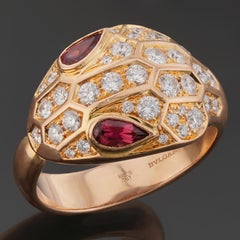 BULGARI Serpenti Seduttori Diamond Rubellite Rose Gold Ring