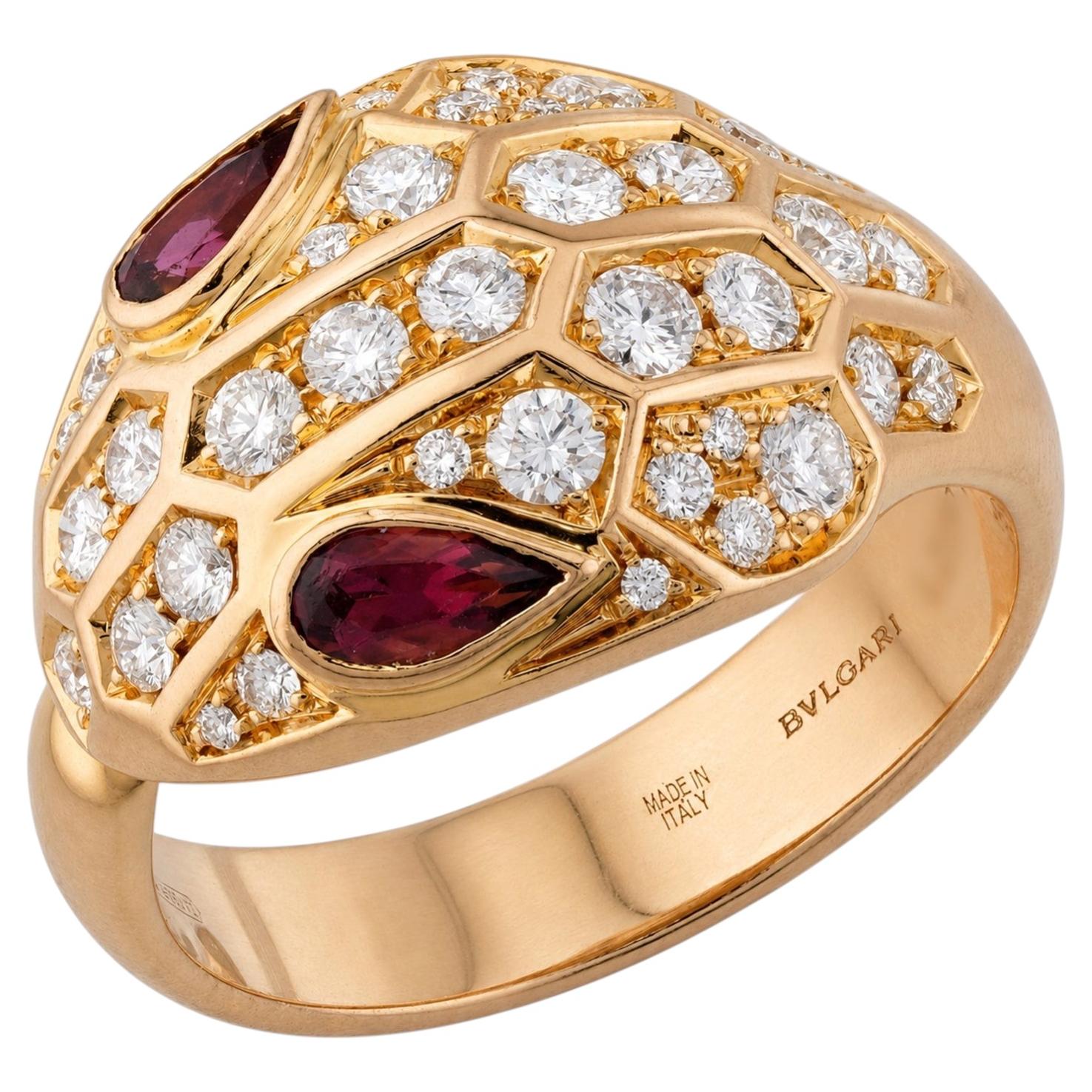 BULGARI Serpenti Seduttori Diamant-Rubellit-Ring aus Roségold im Angebot