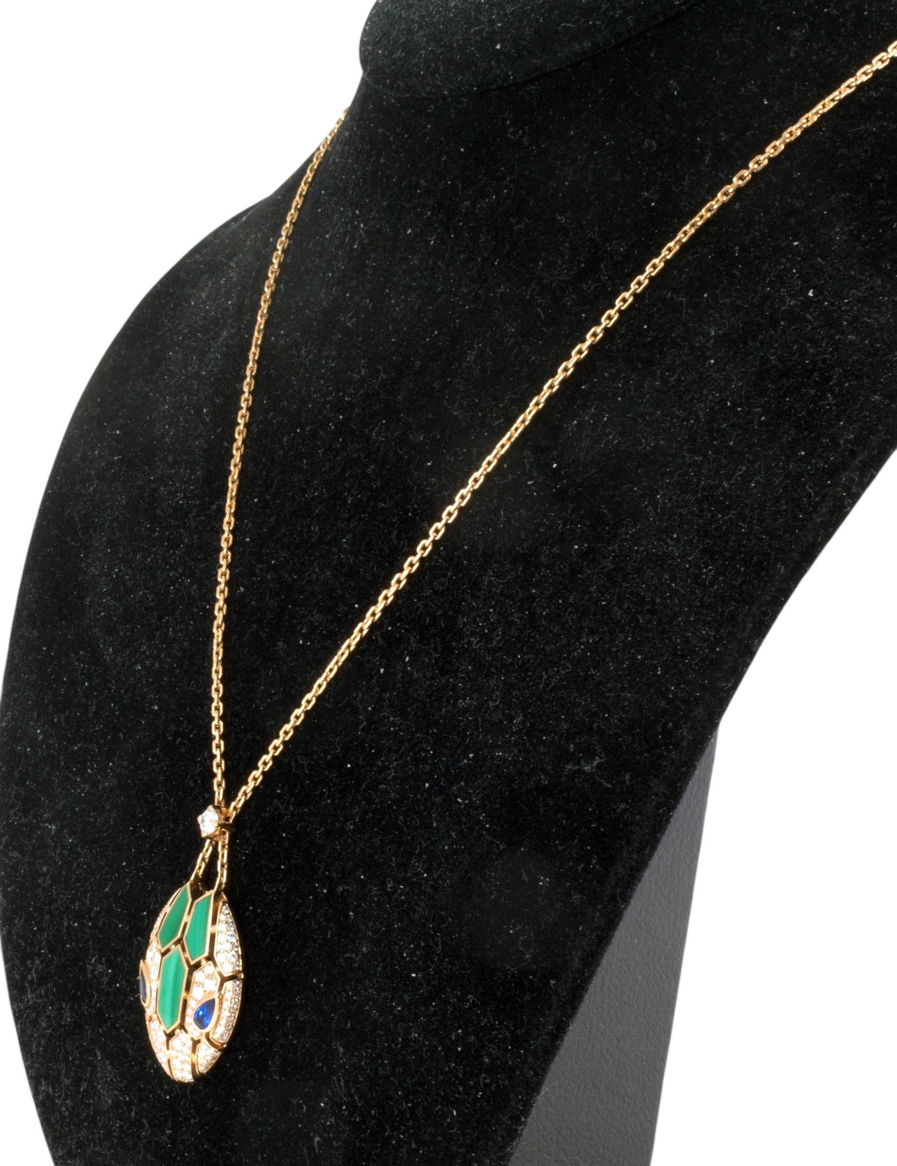 Collar Bulgari Serpenti Seduttori, Malaquita, Oro Rosa 18k, Diamantes. en Bueno estado para la venta en Austin, TX