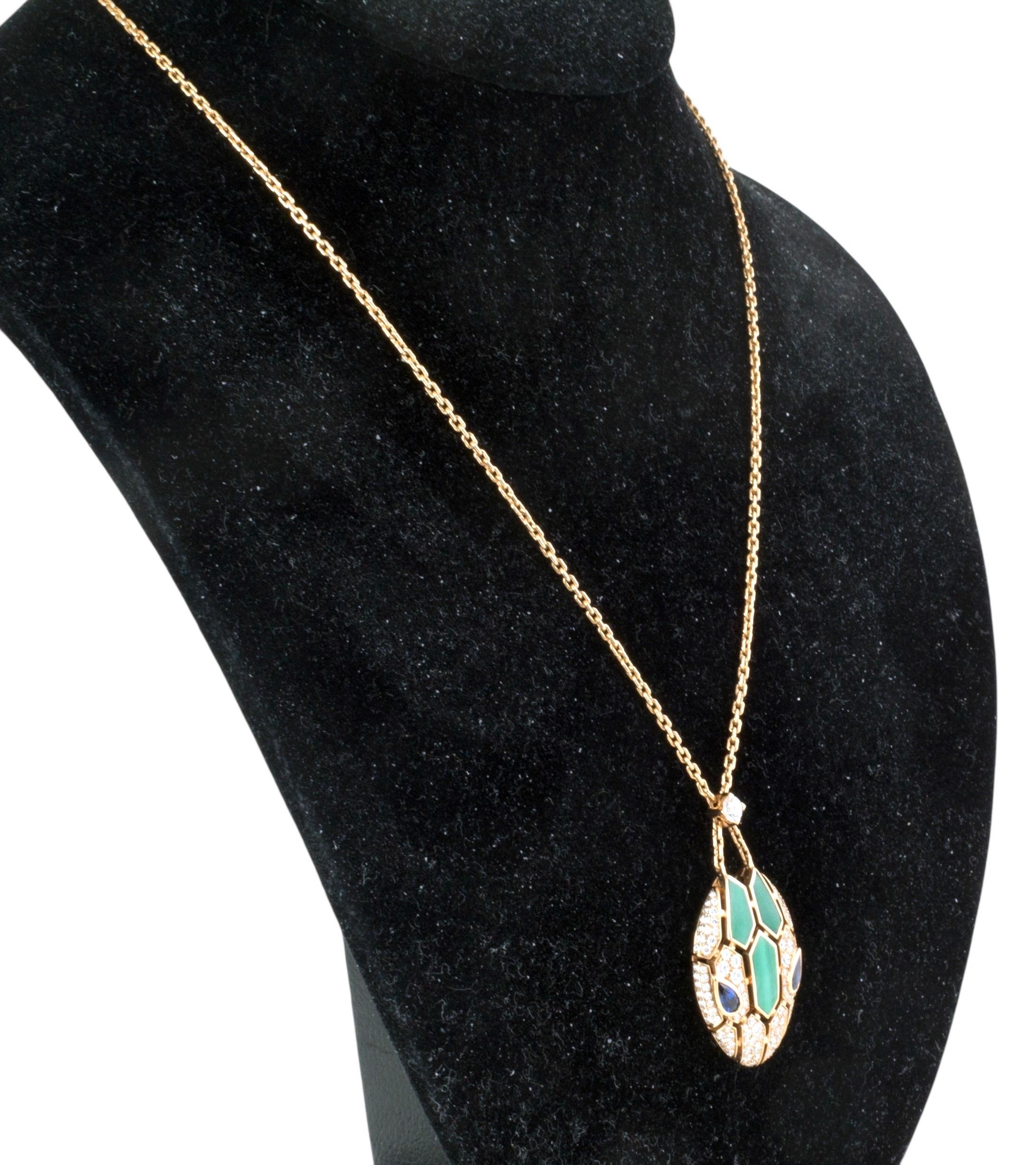 Femenino o masculino Collar Bulgari Serpenti Seduttori, Malaquita, Oro Rosa 18k, Diamantes. en venta