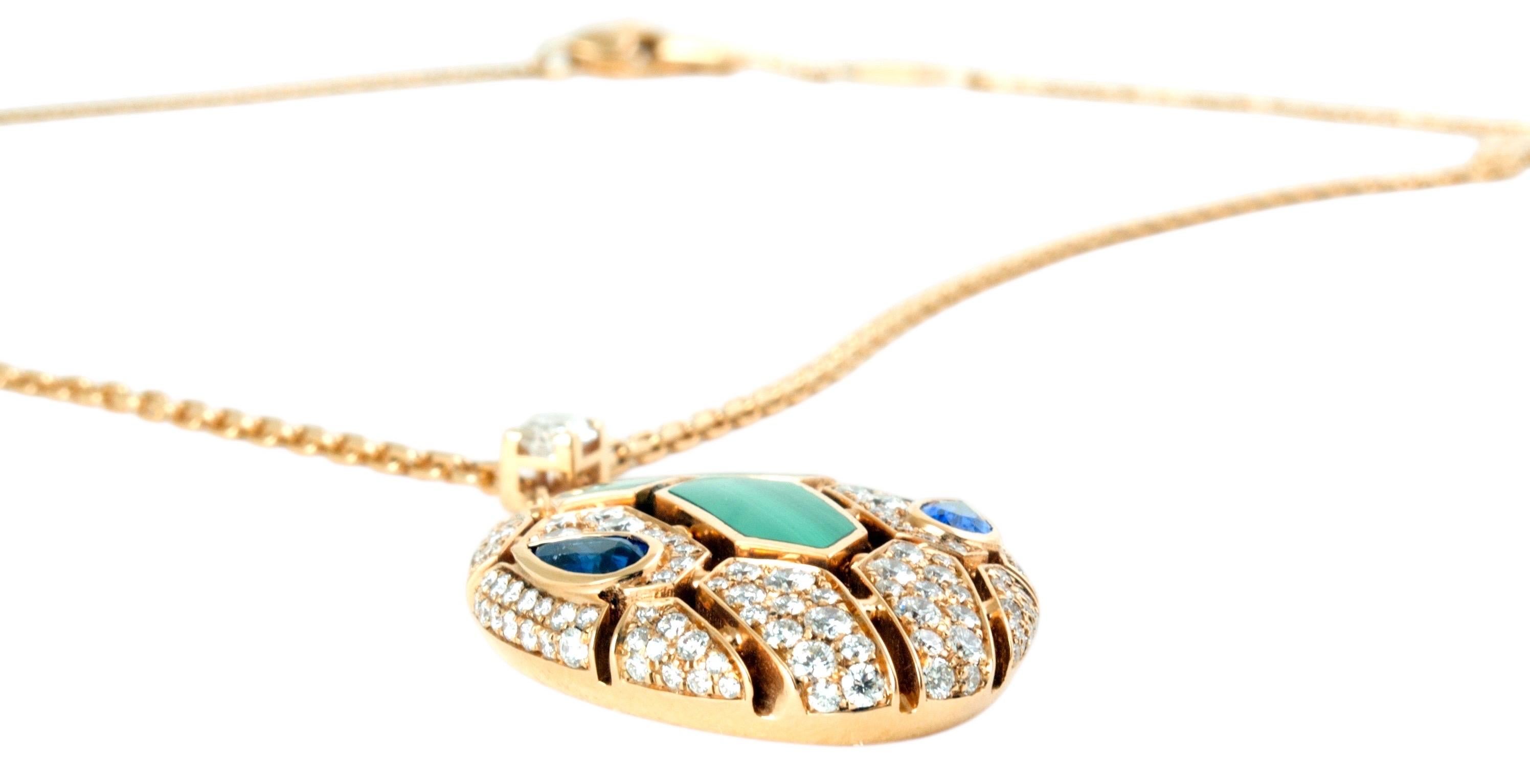 Collar Bulgari Serpenti Seduttori, Malaquita, Oro Rosa 18k, Diamantes. en venta 1