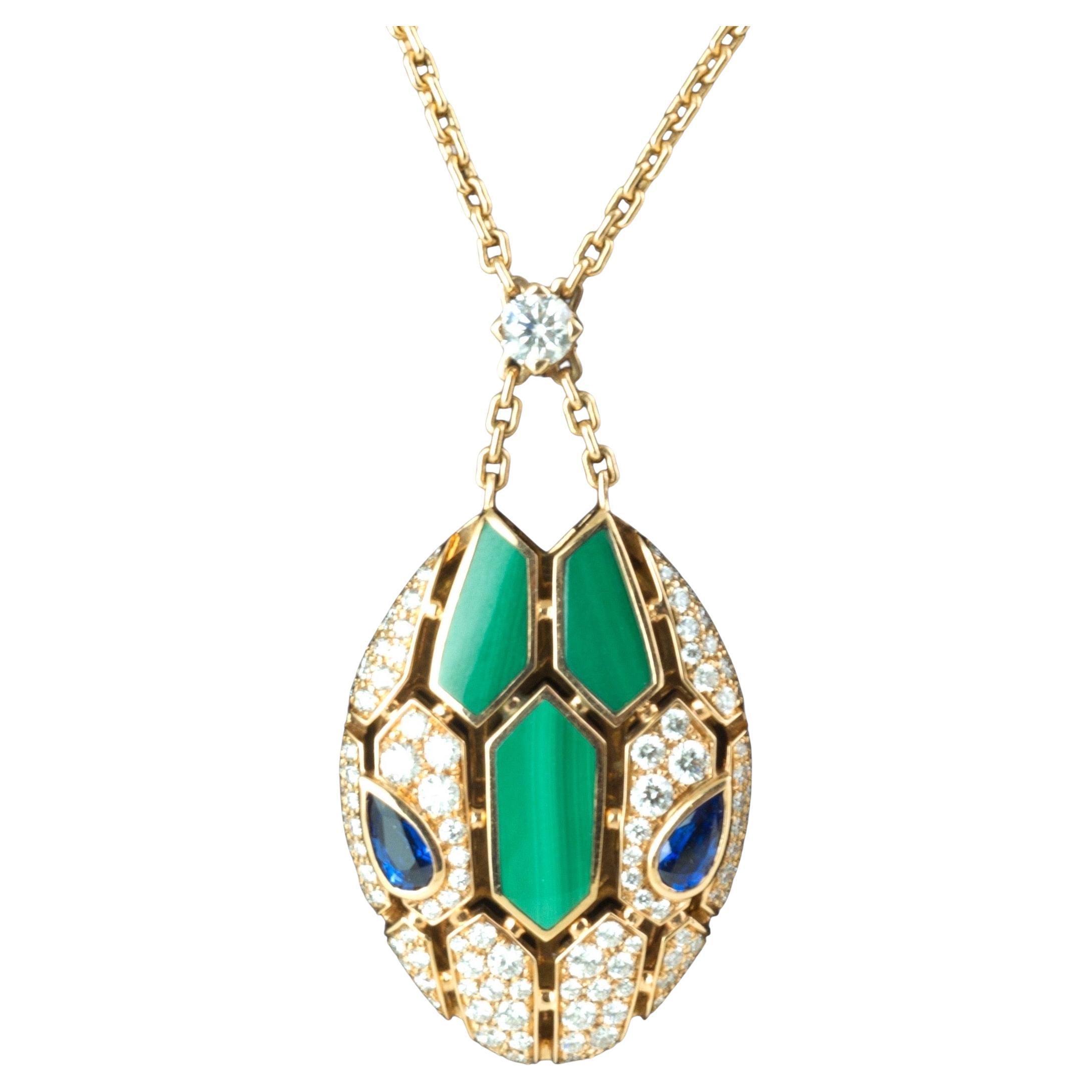 Collana Bulgari Serpenti Seduttori, Malachite, Oro rosa 18 carati, Diamanti.