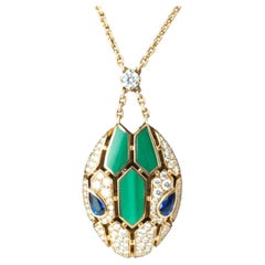 Collier Bulgari Serpenti Seduttori, malachite, or rose 18 carats, diamants.
