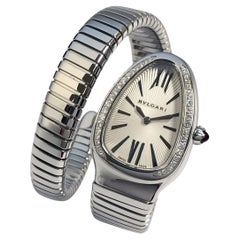 Bulgari Serpenti Snake Steel and and Diamond Wrist Watch