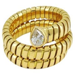 Bulgari Serpenti Tubogas 18k Gold Diamond Snake Ring
