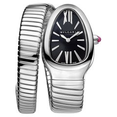 Bulgari Serpenti Tubogas 35mm Stainless Steel Black Opaline Dial Watch 102824