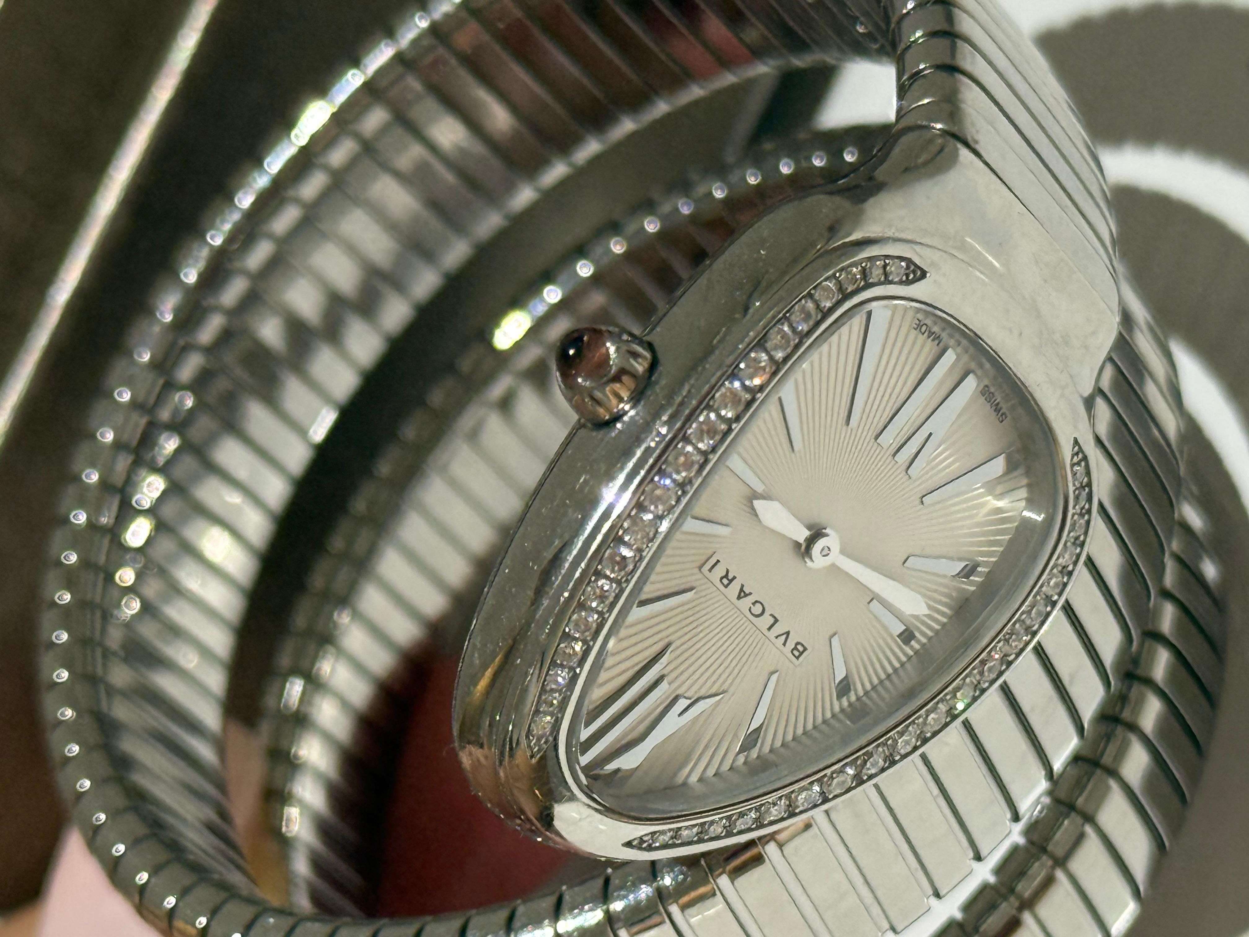 Taglio brillante Bulgari Serpenti Tubogas Doppia Spirale Acciaio e Diamanti  Guarda in vendita