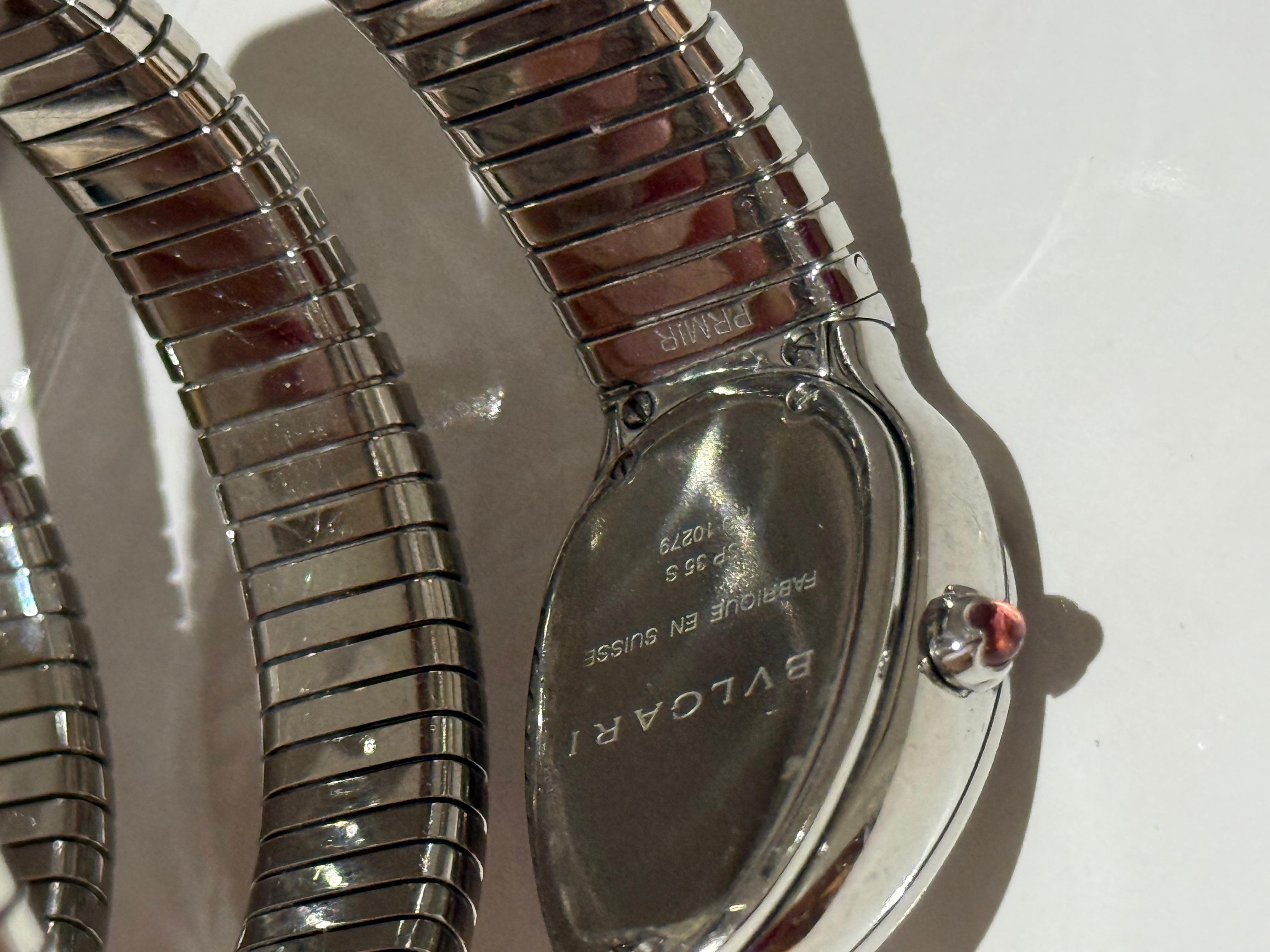 Bulgari Serpenti Tubogas Doppia Spirale Acciaio e Diamanti  Guarda In condizioni buone in vendita a London, England