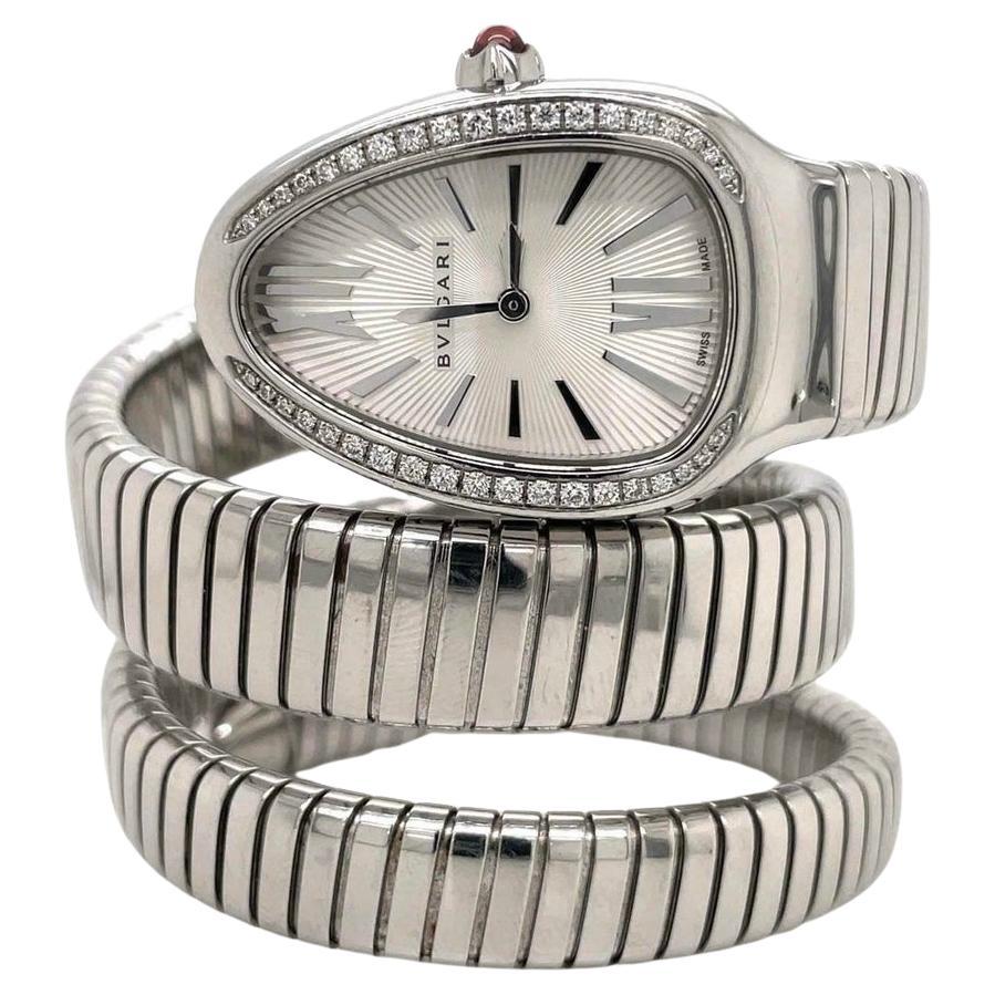 Bulgari Serpenti Tubogas Doppia Spirale Acciaio e Diamanti  Guarda in vendita