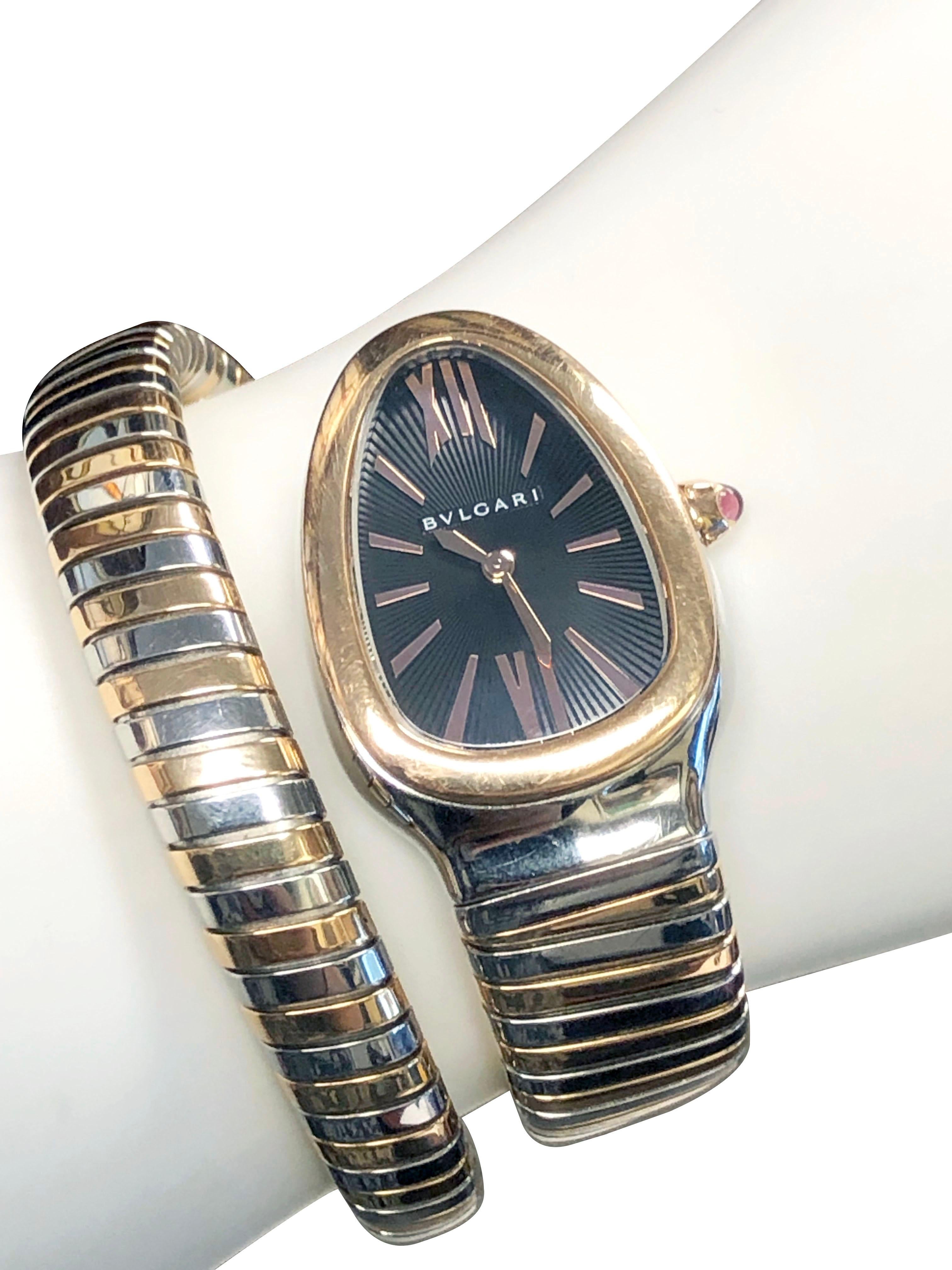 Bulgari Serpenti Tubogas Gold and Steel Wrist Watch In Excellent Condition In Chicago, IL