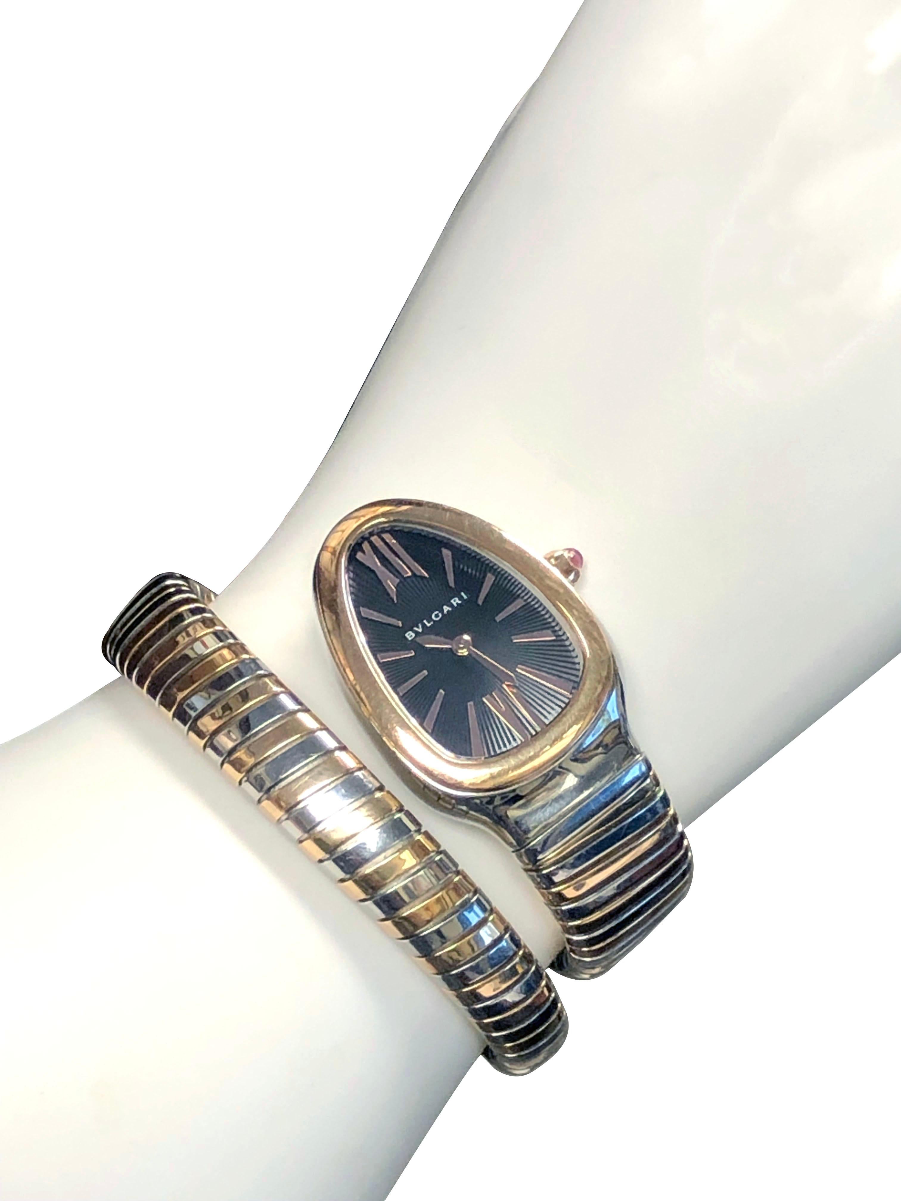 Bulgari Serpenti Tubogas Armbanduhr aus Gold und Stahl für Damen oder Herren