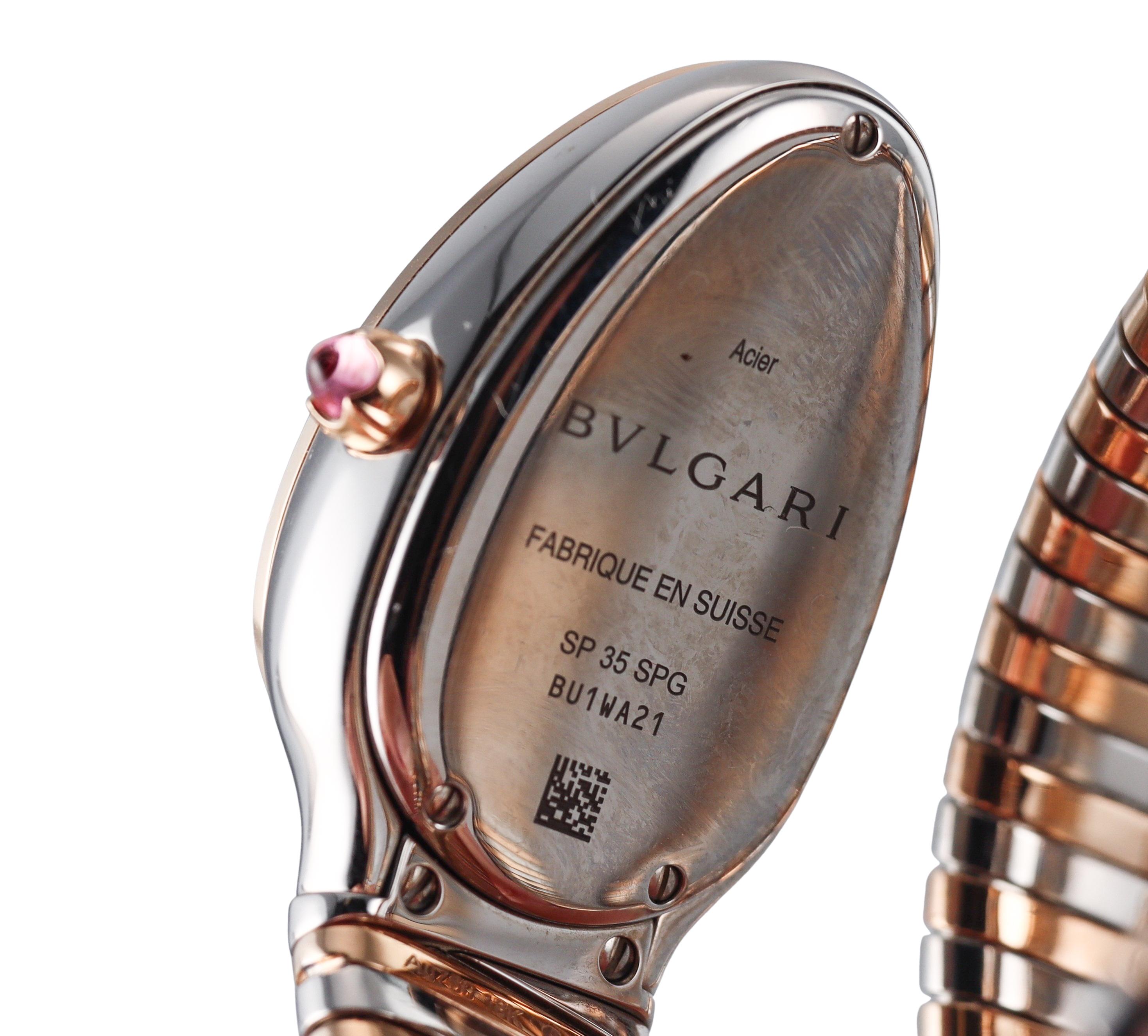 Bulgari Serpenti Tubogas Gold Stahl Diamant Wrap Coil Watch Armband SP35SPG Damen im Angebot