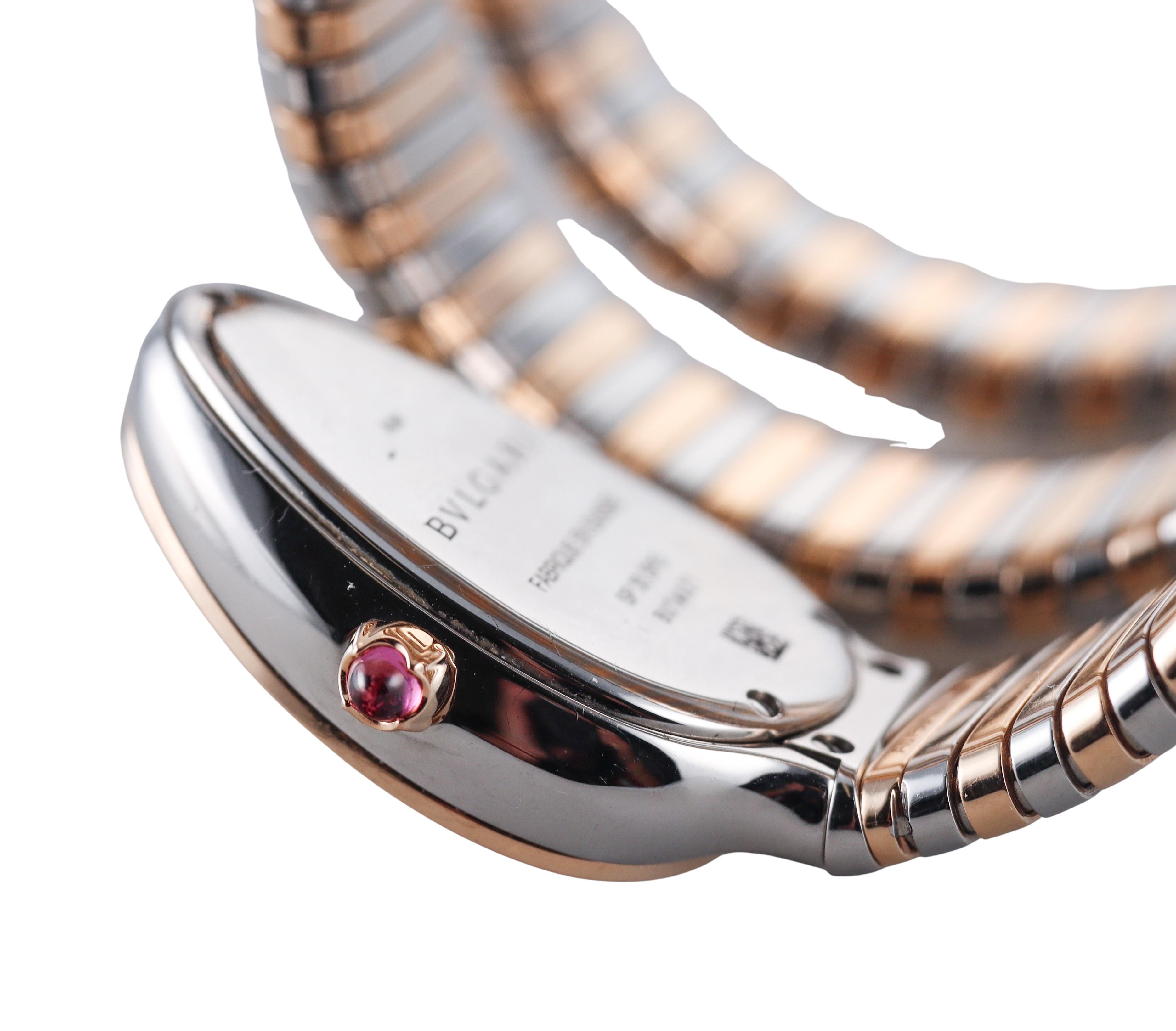 Bulgari Serpenti Tubogas Gold Stahl Diamant Wrap Coil Watch Armband SP35SPG im Angebot 2