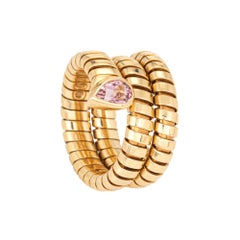 Bulgari Serpenti Tubogas Anello 6,5 Tormalina Rosa Oro 18k Flex Estate Jewelry
