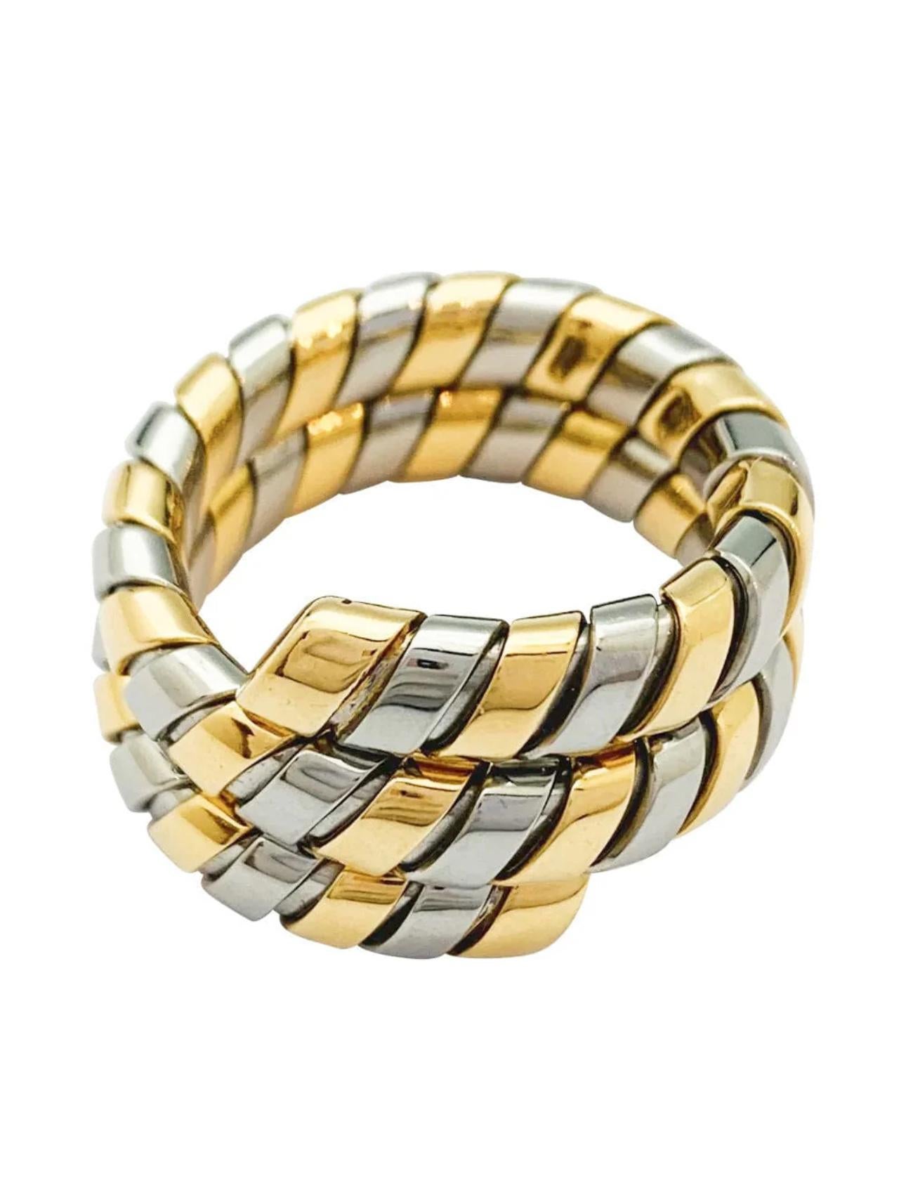 da uomo o donna Anello Bulgari Serpenti Tubogas in oro giallo 18k e acciaio, anni '80 in vendita