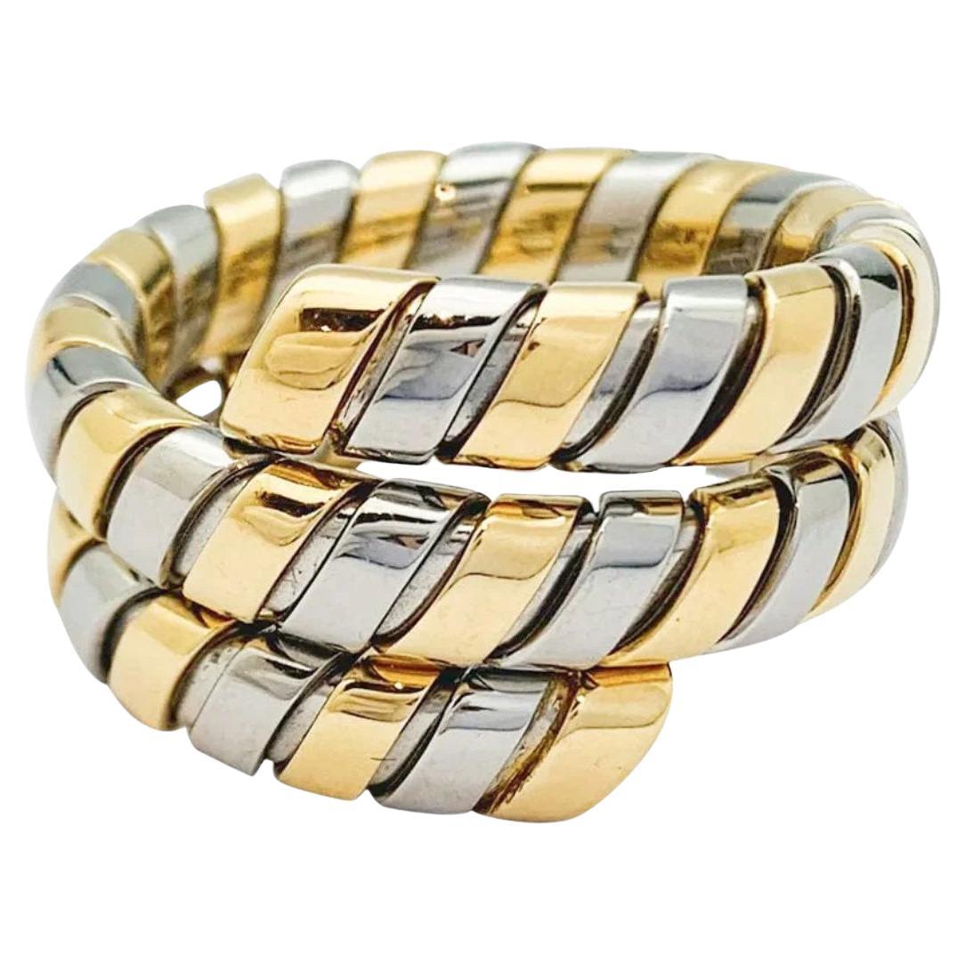 Anello Bulgari Serpenti Tubogas in oro giallo 18k e acciaio, anni '80 in vendita