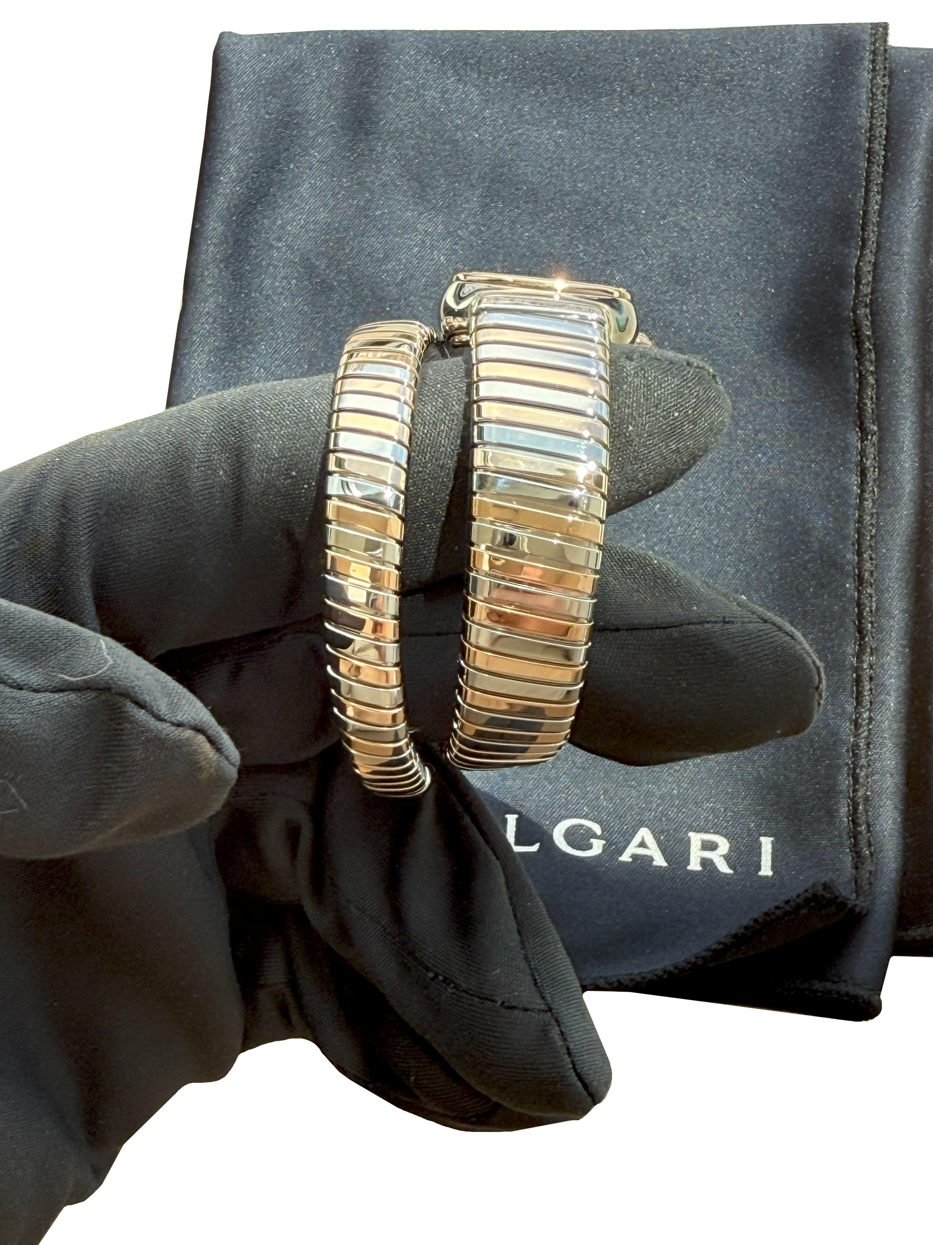 Bulgari Serpenti Tubogas Einzelspirale Opaline Zifferblatt mit Guilloché Soleil 103708 im Angebot 9