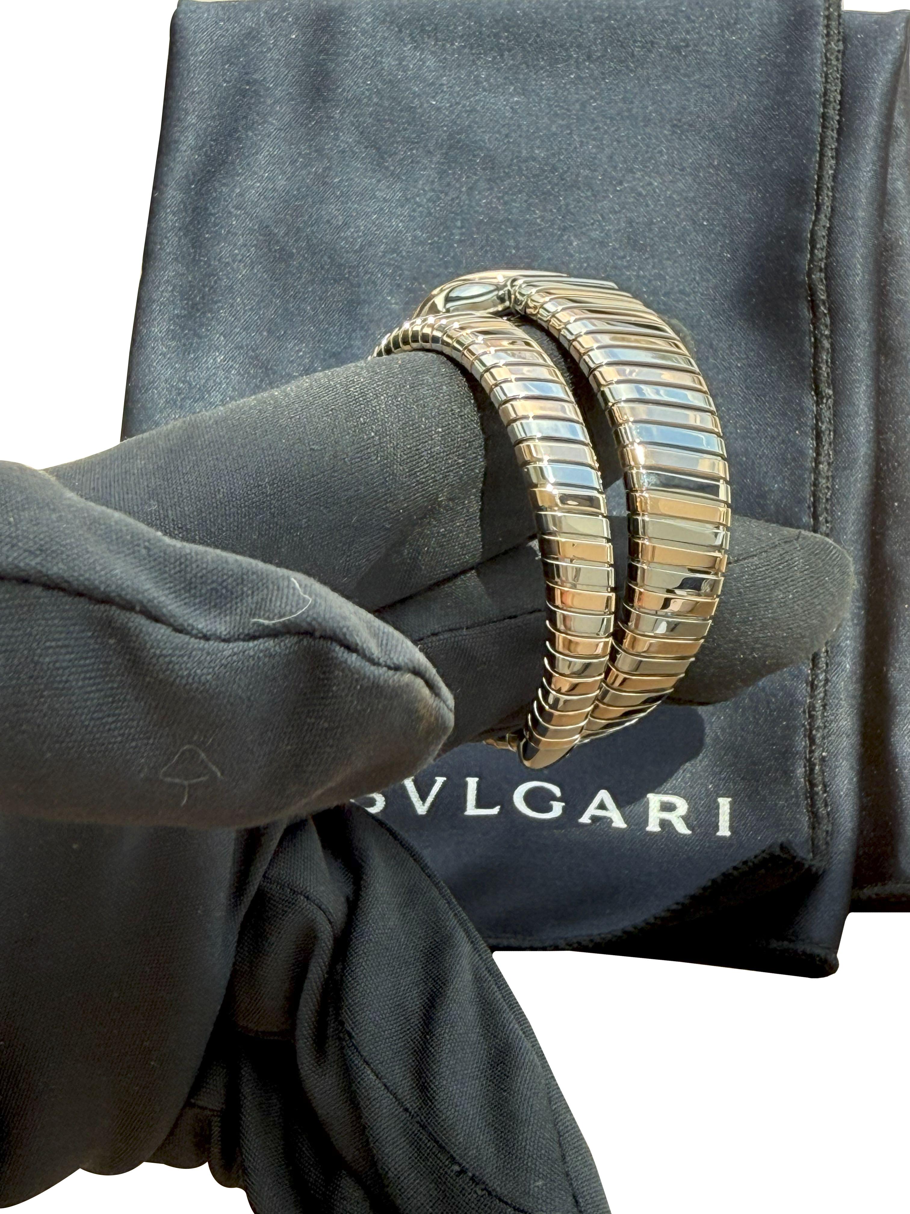 Bulgari Serpenti Tubogas Einzelspirale Opaline Zifferblatt mit Guilloché Soleil 103708 im Angebot 11