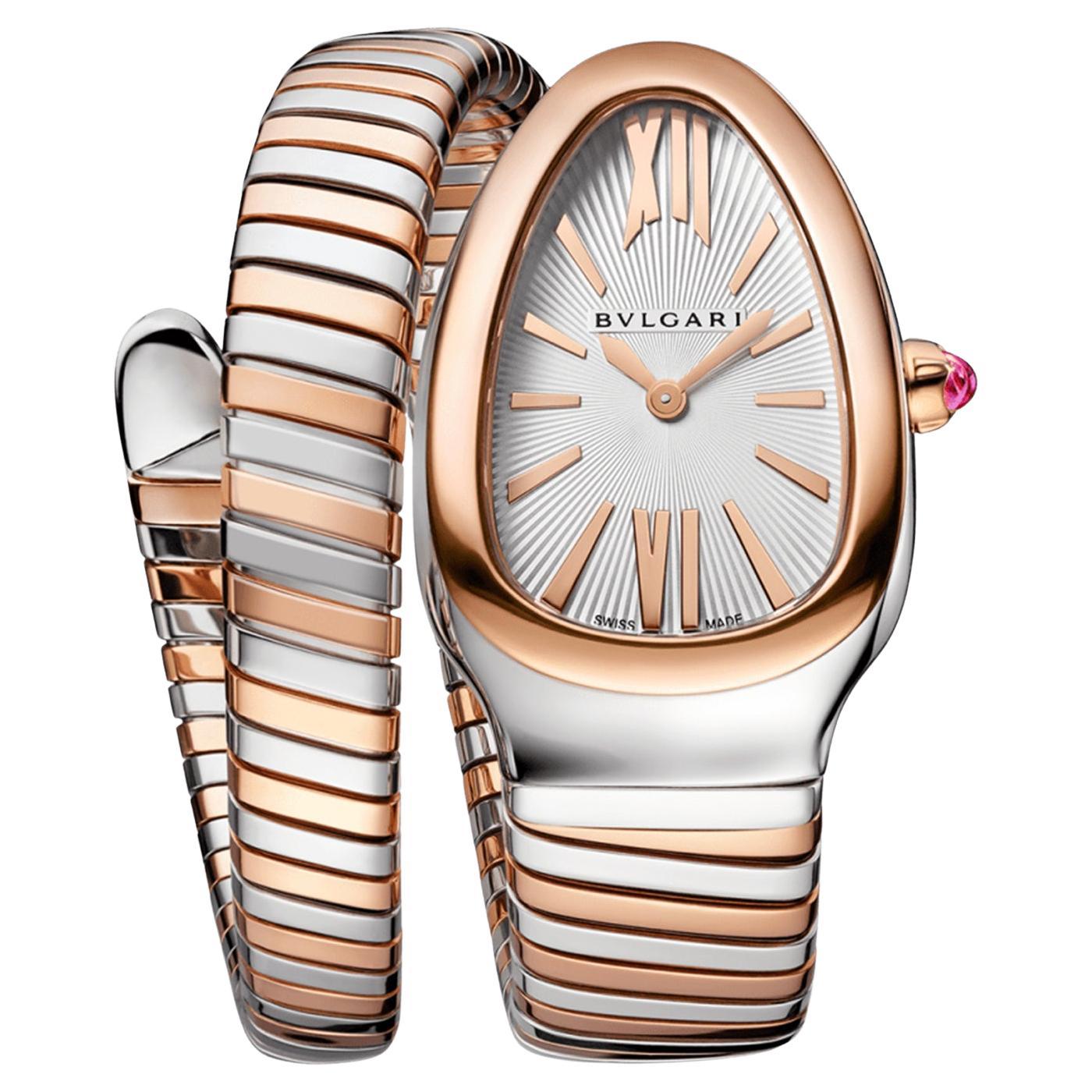 Bulgari Serpenti Tubogas Einzelspirale Opaline Zifferblatt mit Guilloché Soleil 103708 im Angebot