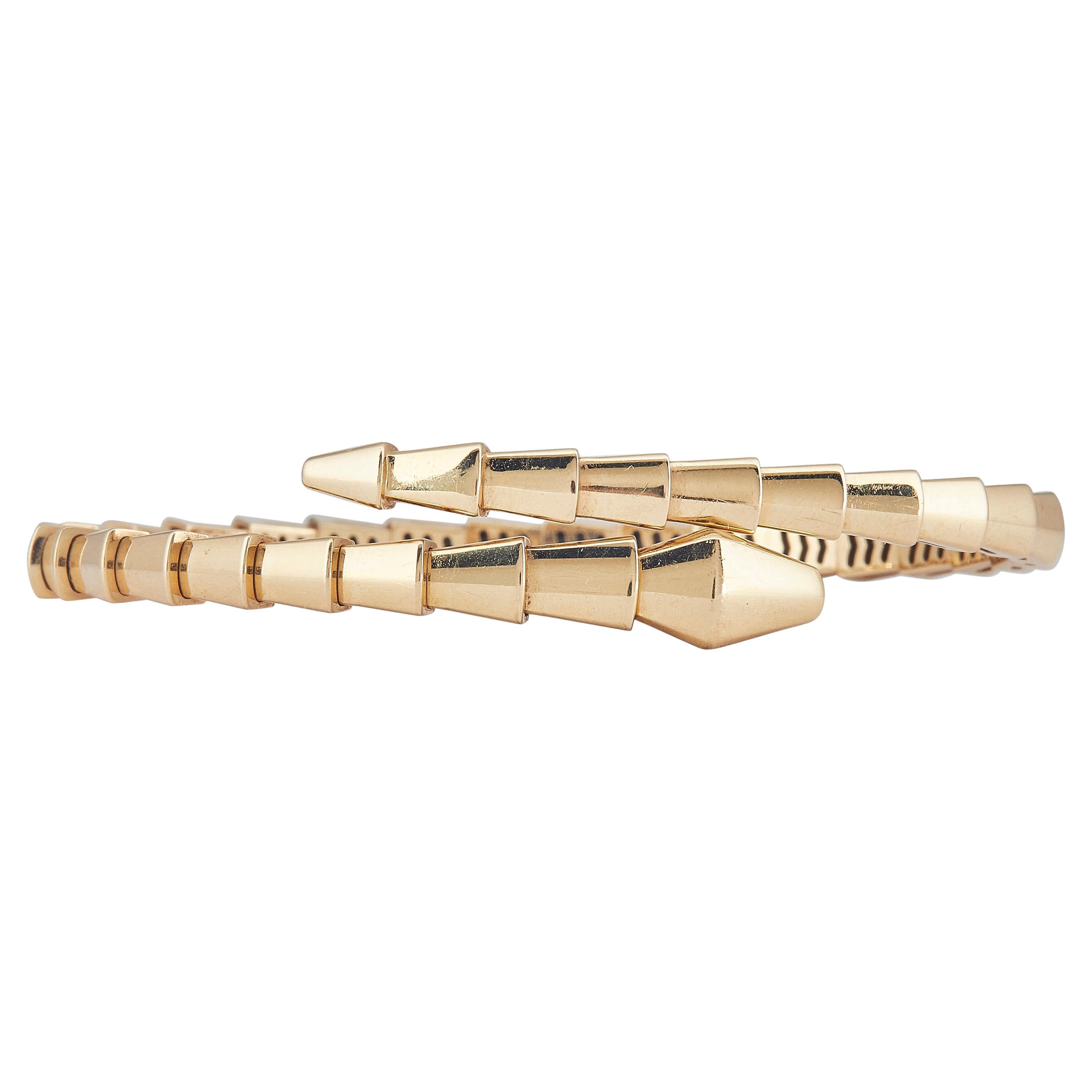 Bulgari Serpenti Viper Bracelet 18K Yellow Gold Size 17 For Sale