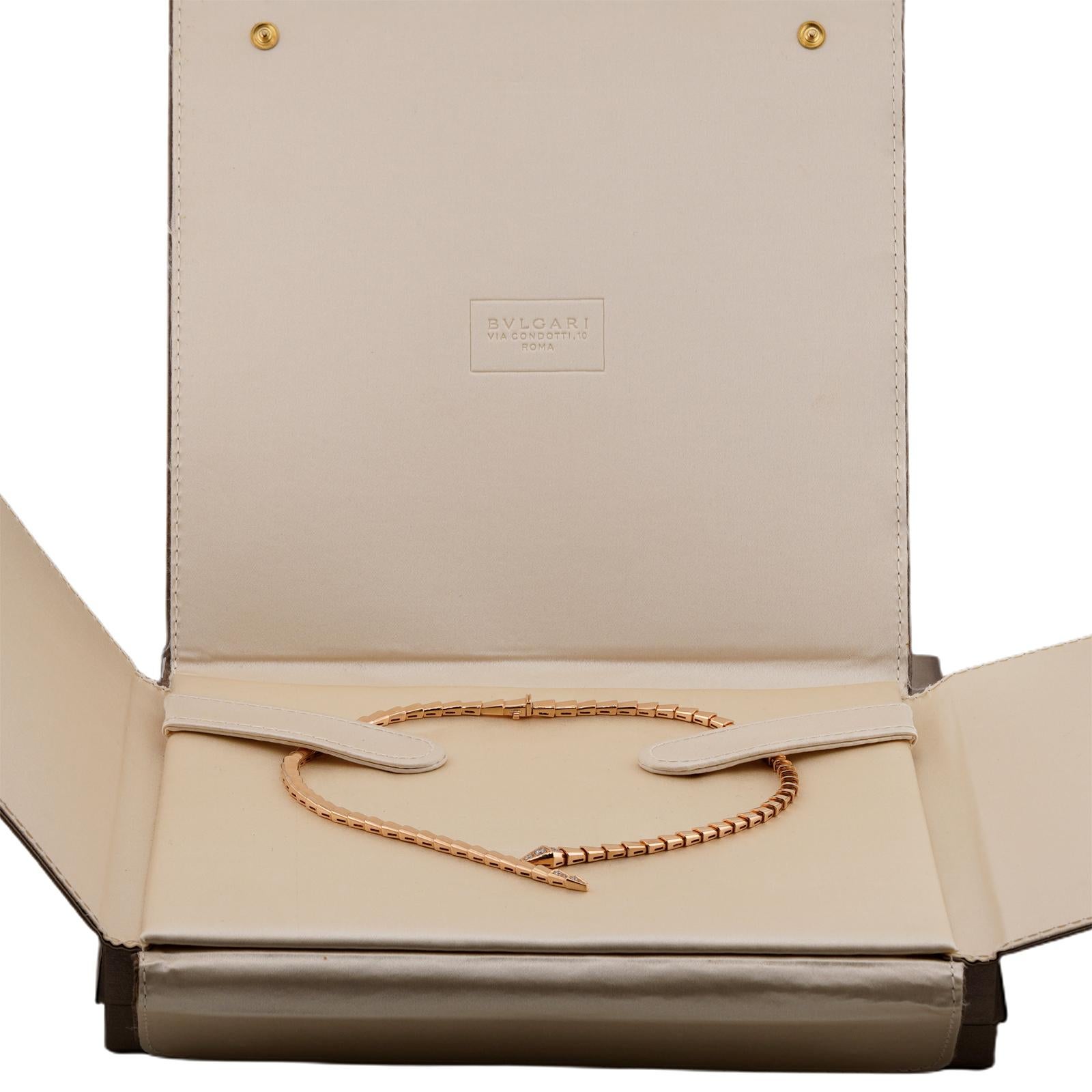 Taglio brillante BULGARI Collana Serpenti Viper Diamond in oro rosa 18k in vendita