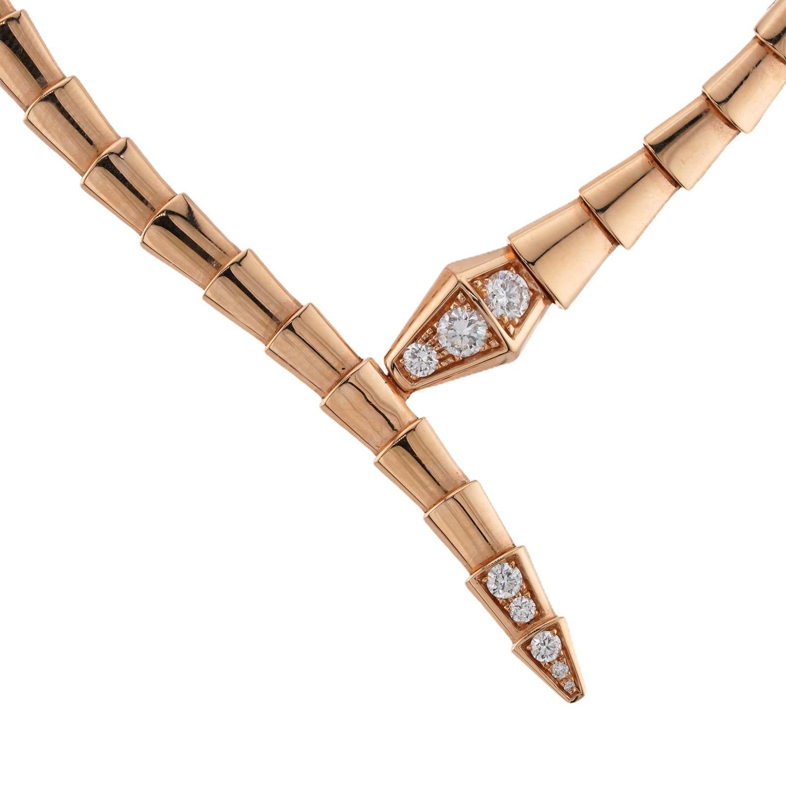 BULGARI Collana Serpenti Viper Diamond in oro rosa 18k in vendita 1