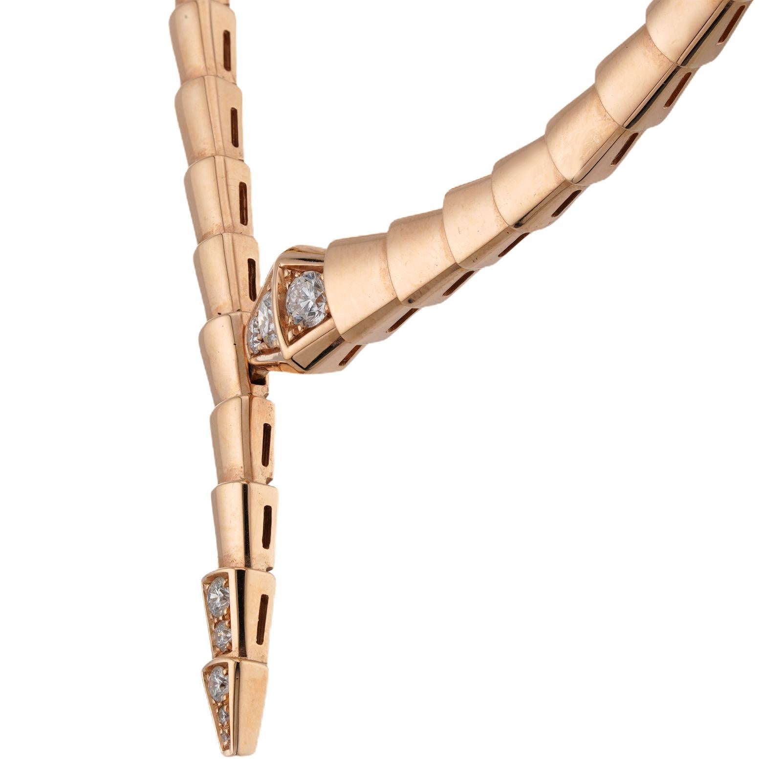 BULGARI Collana Serpenti Viper Diamond in oro rosa 18k in vendita 2