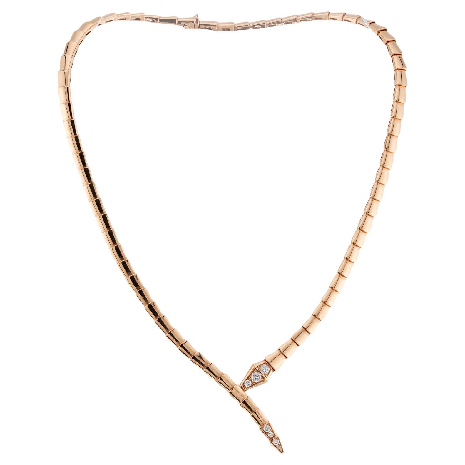 BULGARI Serpenti Viper Diamant-Halskette aus 18 Karat Roségold
