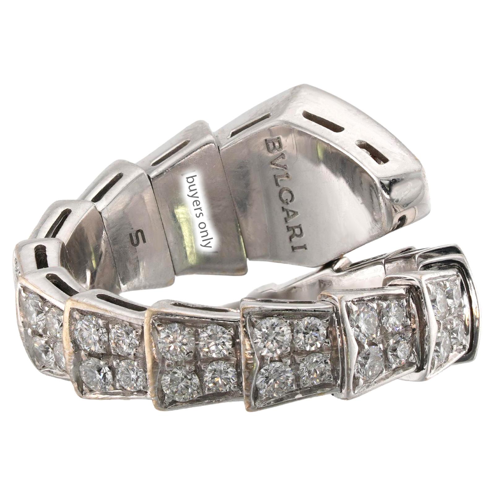 BULGARI Serpenti Viper Diamond 18k White Gold Ring For Sale 1