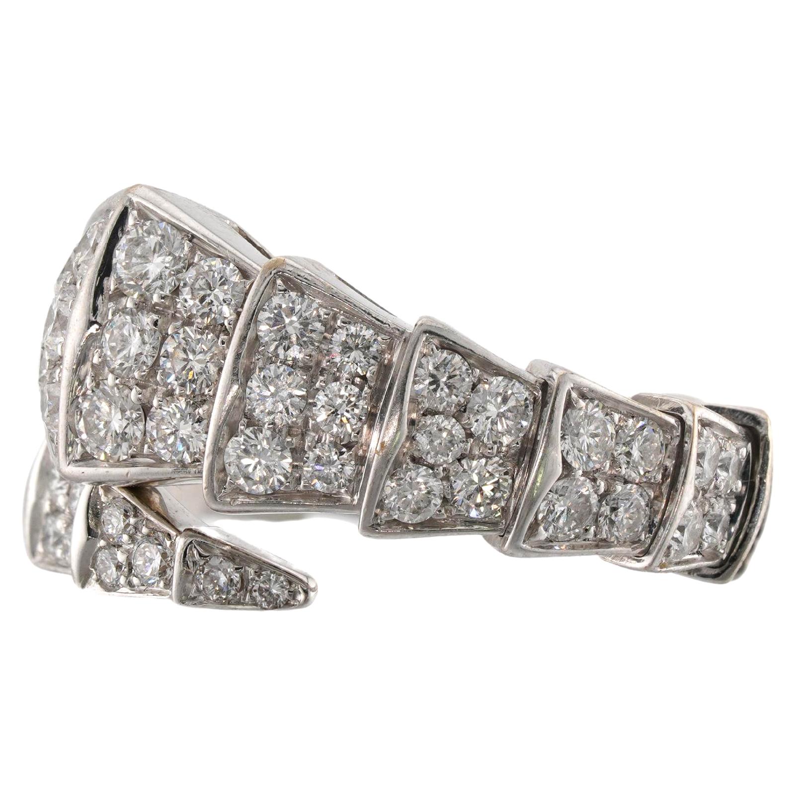 BULGARI Serpenti Viper Diamond 18k White Gold Ring For Sale 2
