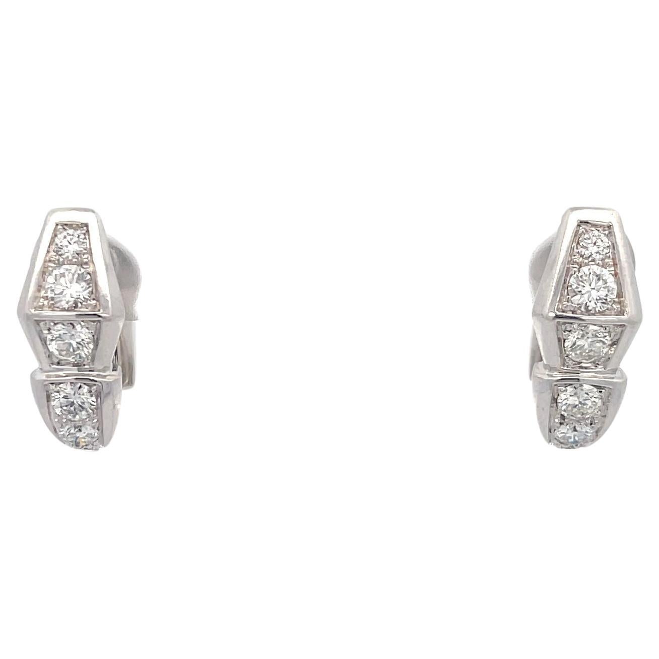 Bulgari Serpenti Viper Diamond Earrings 18K White Gold