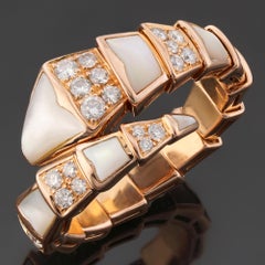 BULGARI Serpenti Viper Diamond Mother-of-Pearl Rose Gold Ring