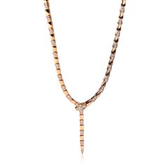 Bulgari Serpenti Viper Diamond Necklace in 18k Rose Gold