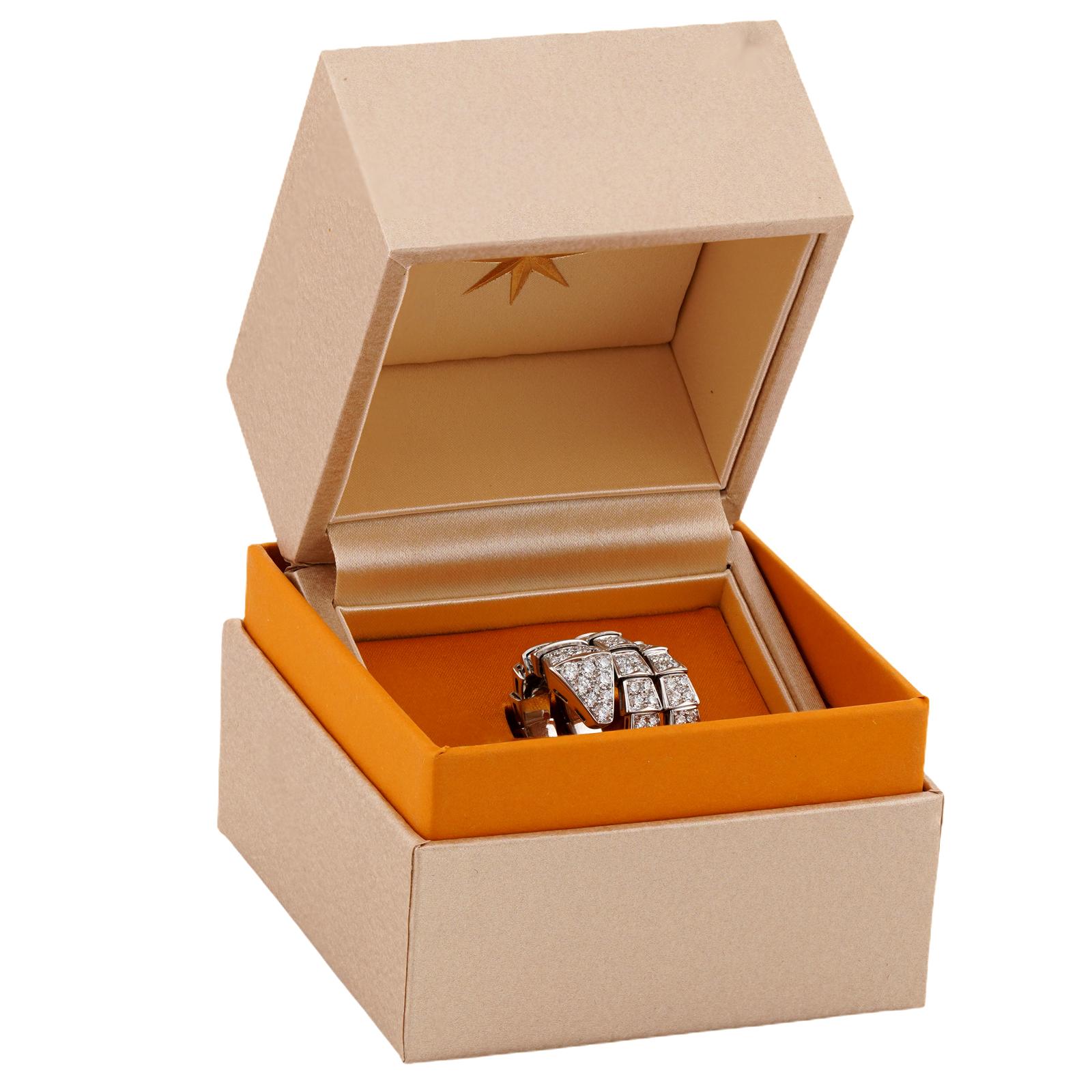 BULGARI Serpenti Viper Diamond White Gold 2 Row Ring. Box COA For Sale 2