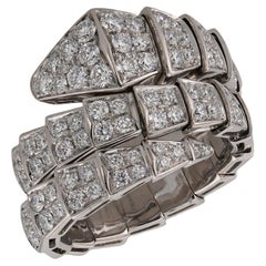 BULGARI Serpenti Viper Diamond White Gold 2 Row Ring. Box COA