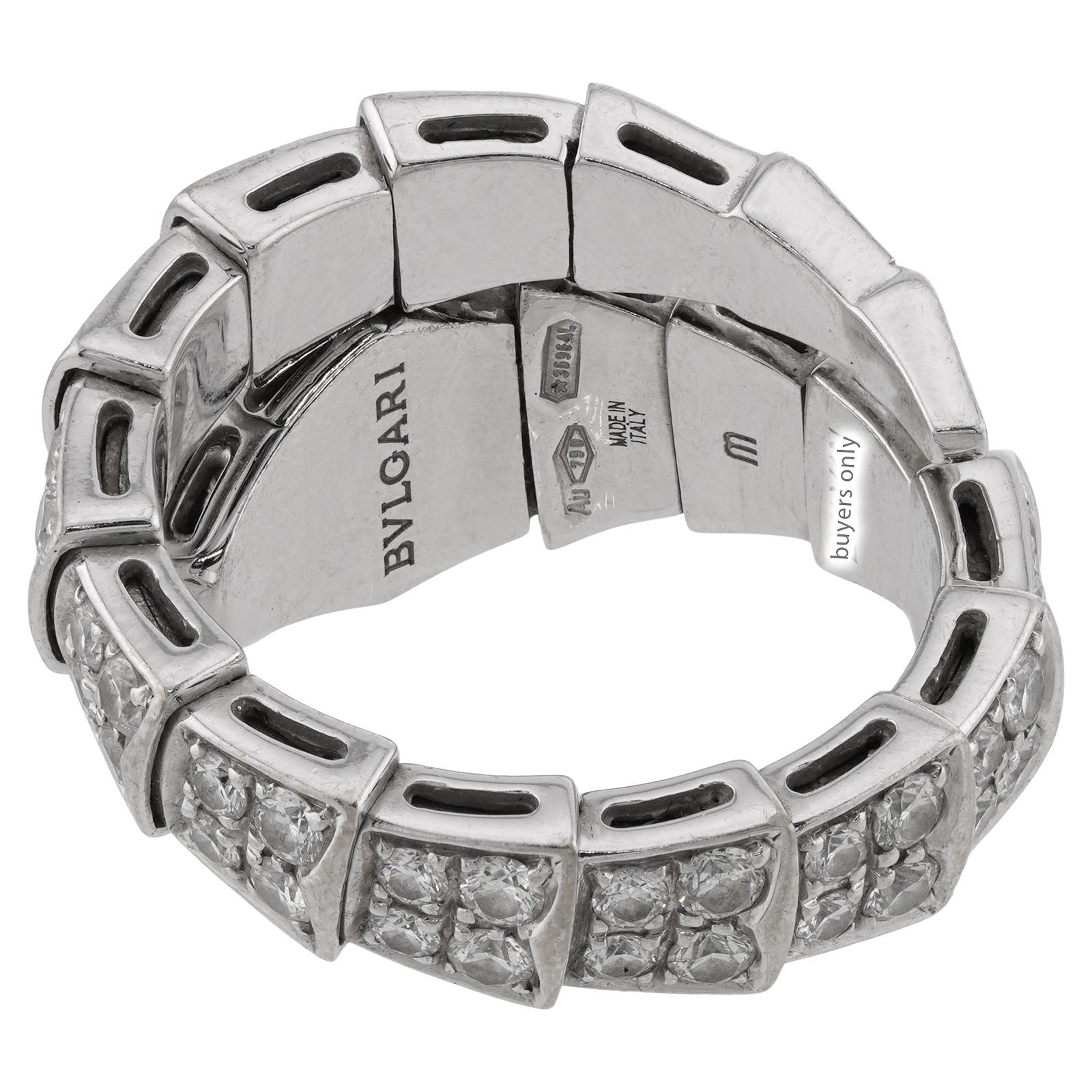 Women's BULGARI Serpenti Viper Diamond White Gold Medium Ring Box For Sale