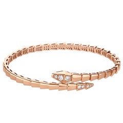 Bulgari Serpenti Viper One-Coil Bracelet With Pave Diamonds 18K Rose Gold