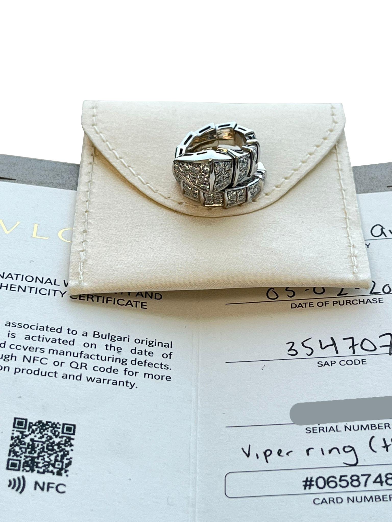 Bulgari Serpenti Viper One-Coil Full Pave Diamonds Snake Ring Oro bianco 18k in vendita 4