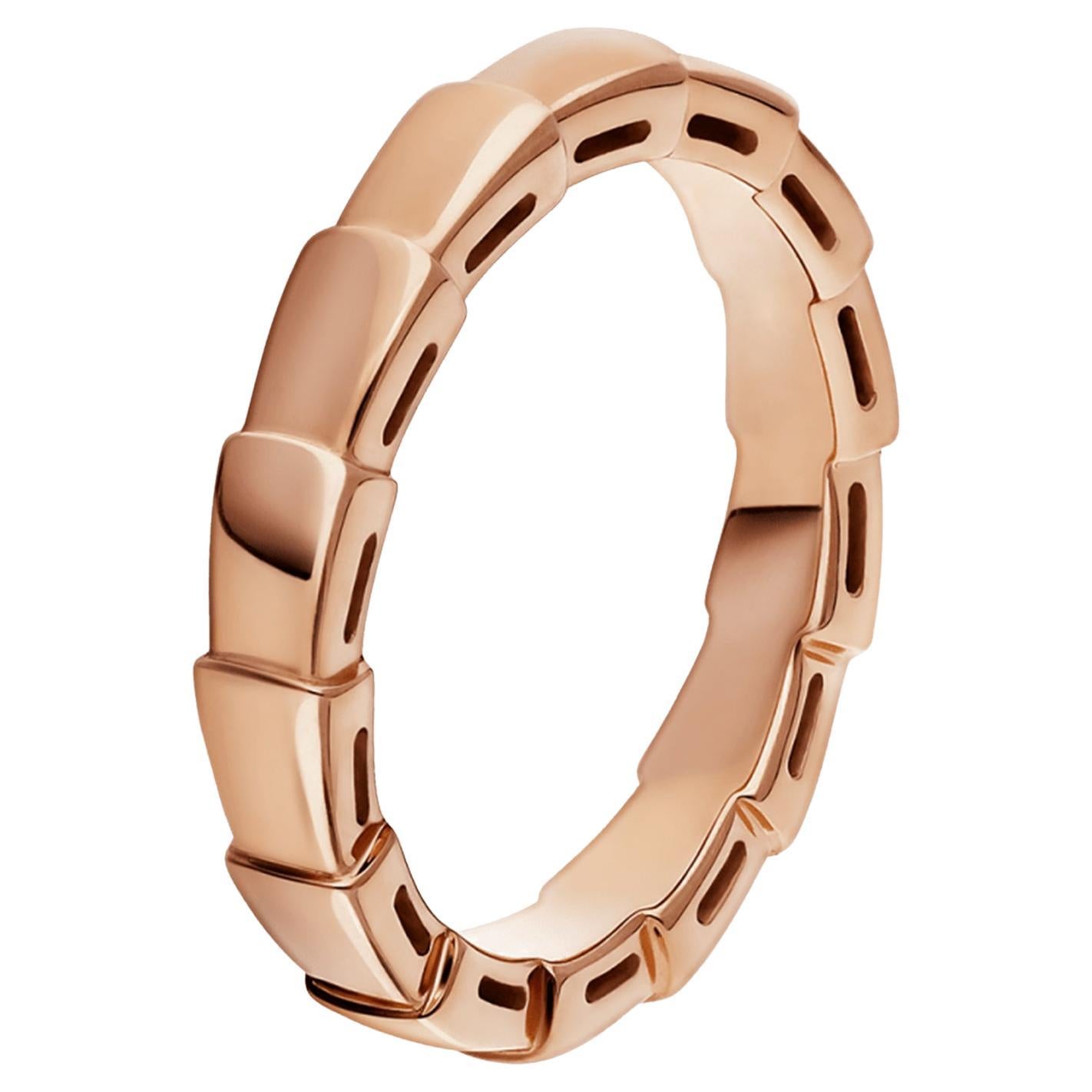 Bulgari Serpenti Viper Ring 18K Rose Gold Wedding Band Size 59 For Sale