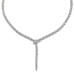 Bulgari Serpenti Viper Slim Necklace With Full Pave Diamonds 18K White Gold