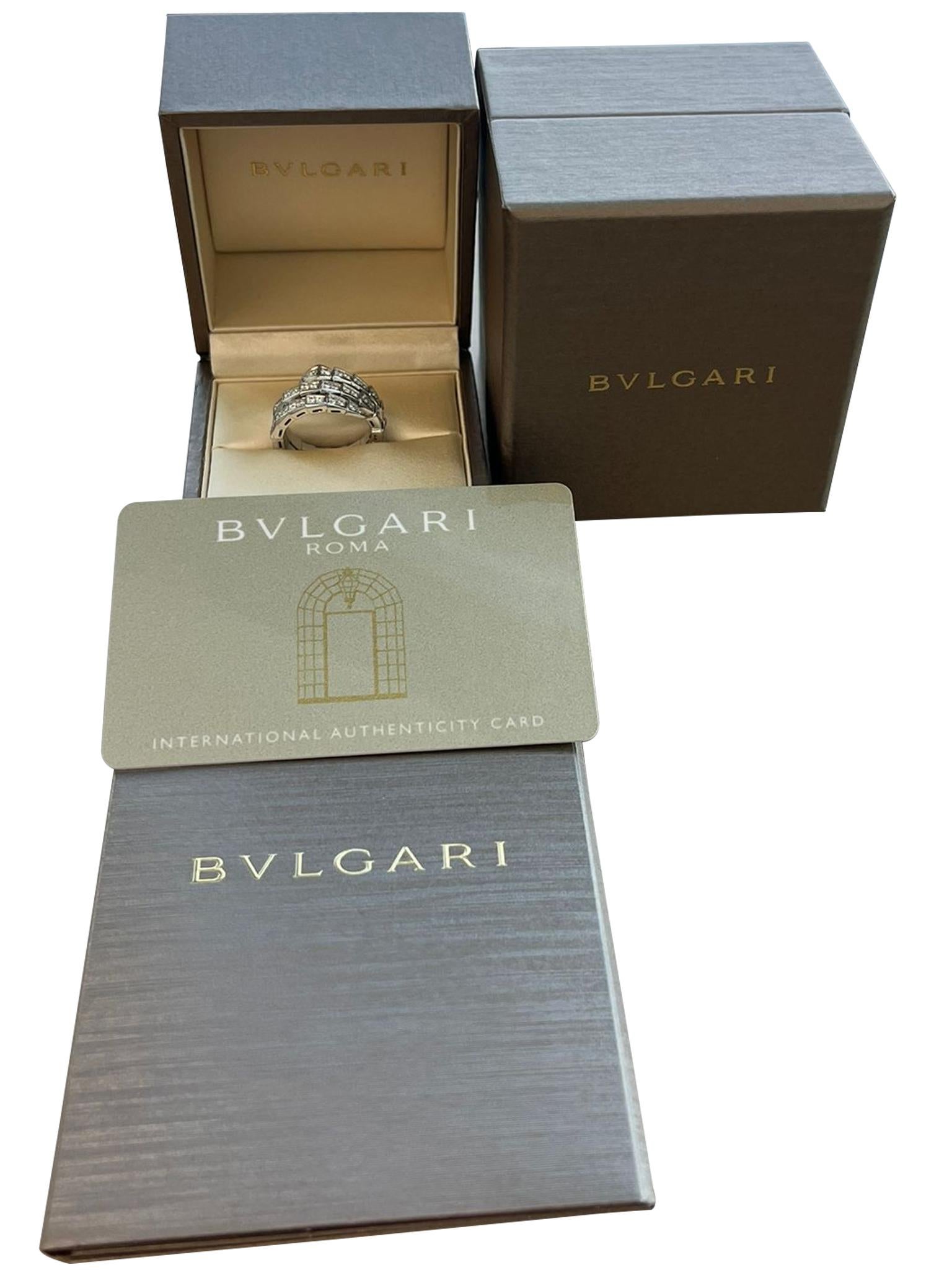 Bulgari Serpenti Viper Zwei-Ring-Ring 1,32ct Vollpflaster Diamanten 18K Weißgold (Rundschliff) im Angebot