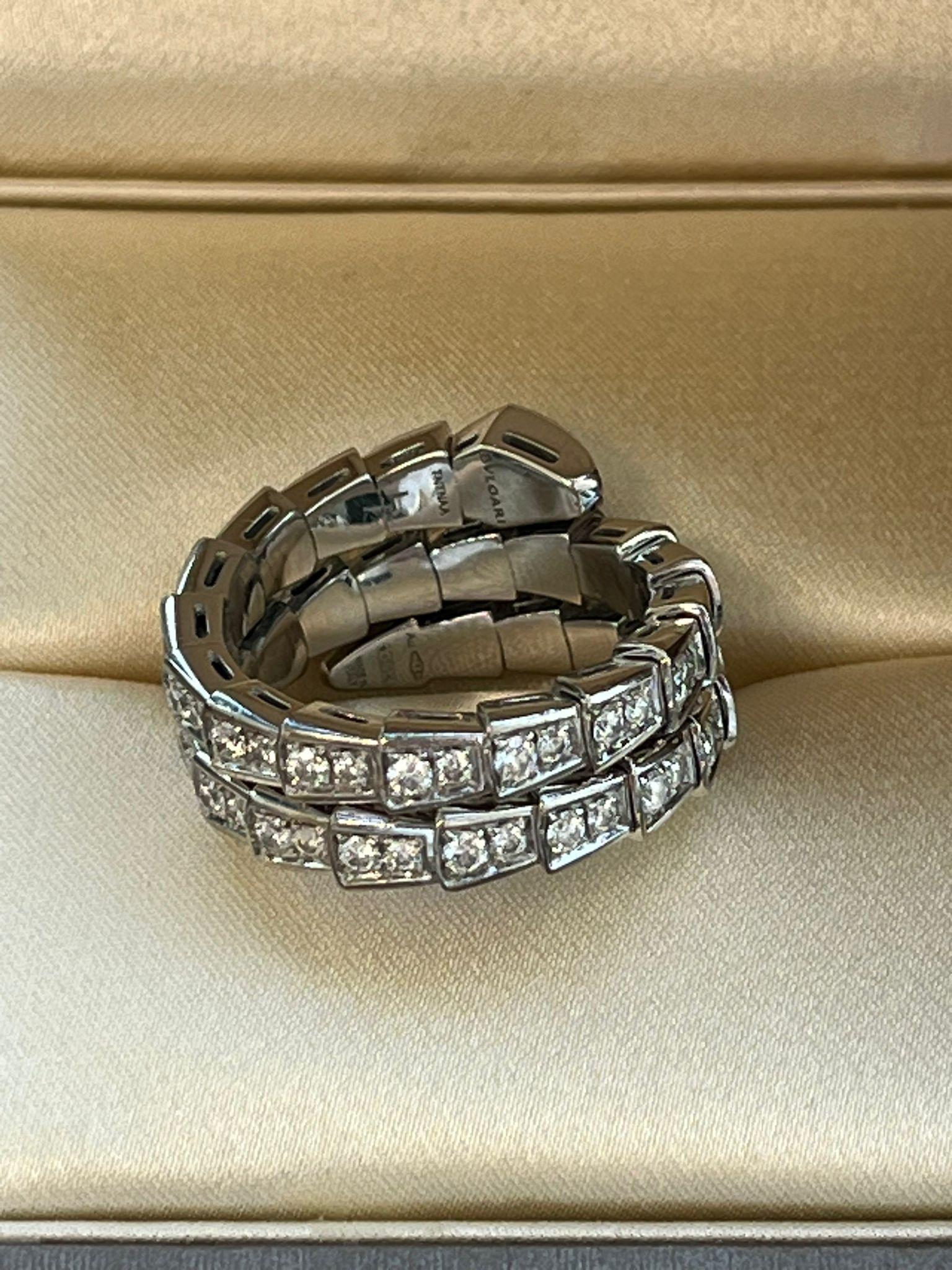 Bulgari Serpenti Viper Zwei-Ring-Ring 1,32ct Vollpflaster Diamanten 18K Weißgold im Angebot 2