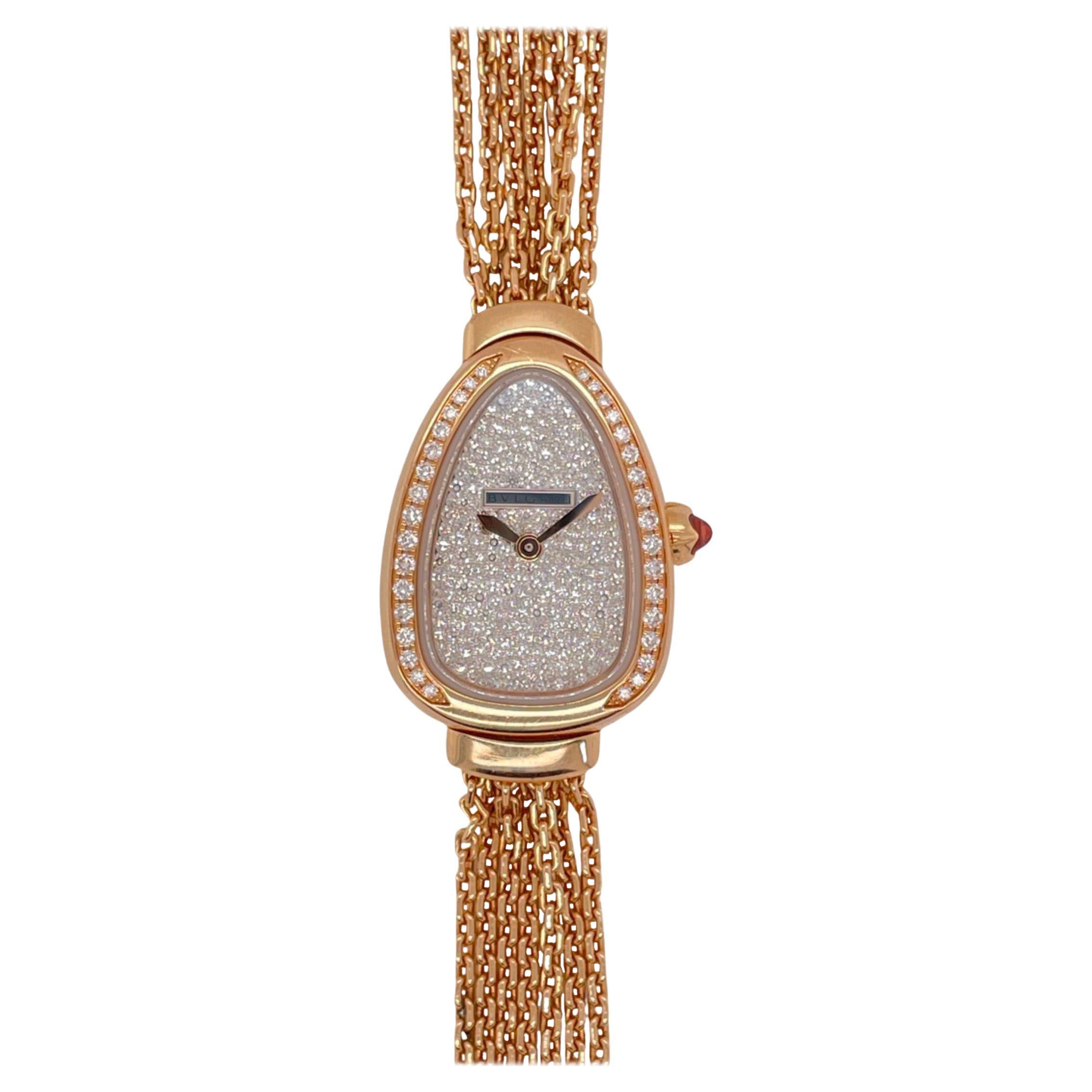 Bulgari Bulgari Serpenti Uhr Twist 18k Gelbgold Ref. 103063 Pave Zifferblatt