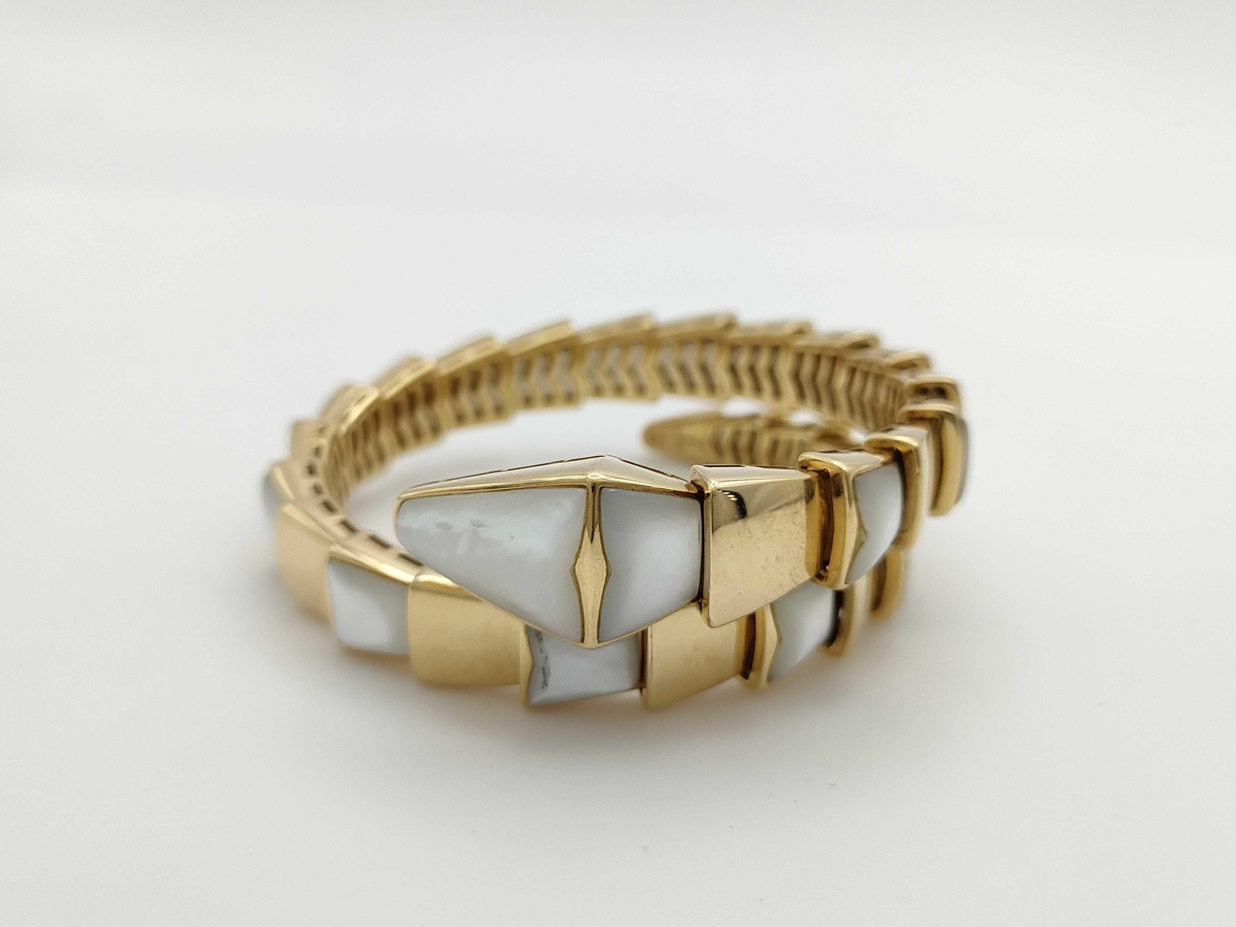 Bulgari Serpenti White Mother of Pearl 18K Yellow Gold Chunky