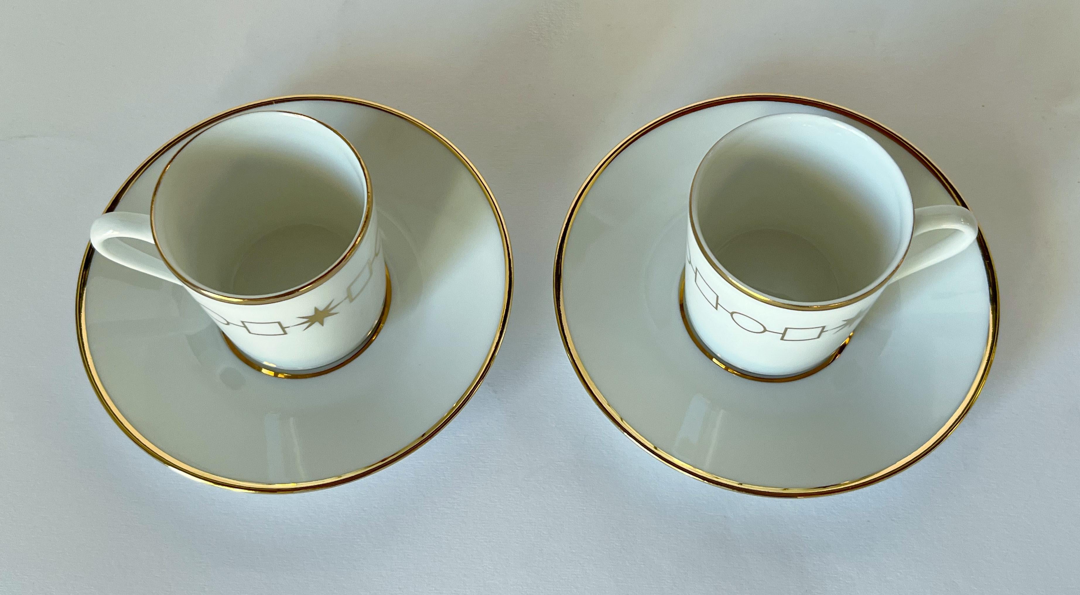 Bulgari Set de 2 tazas y platillos para café espresso siglo XX en venta