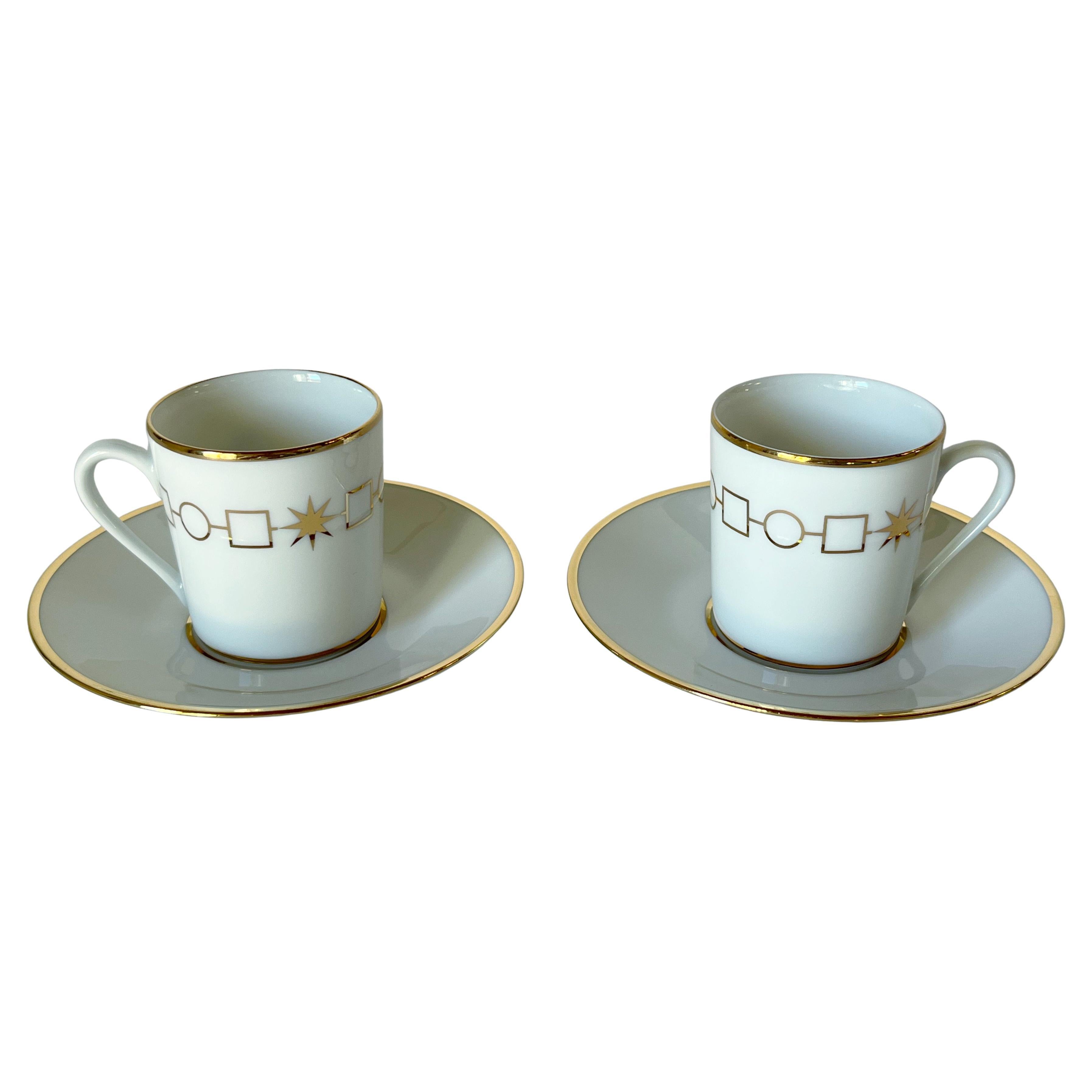 Bulgari Set of 2 Espresso Coffee Cups and Saucers