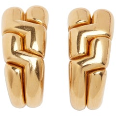 Bulgari Signed 18 Karat Oblong Hoop Ear Clips