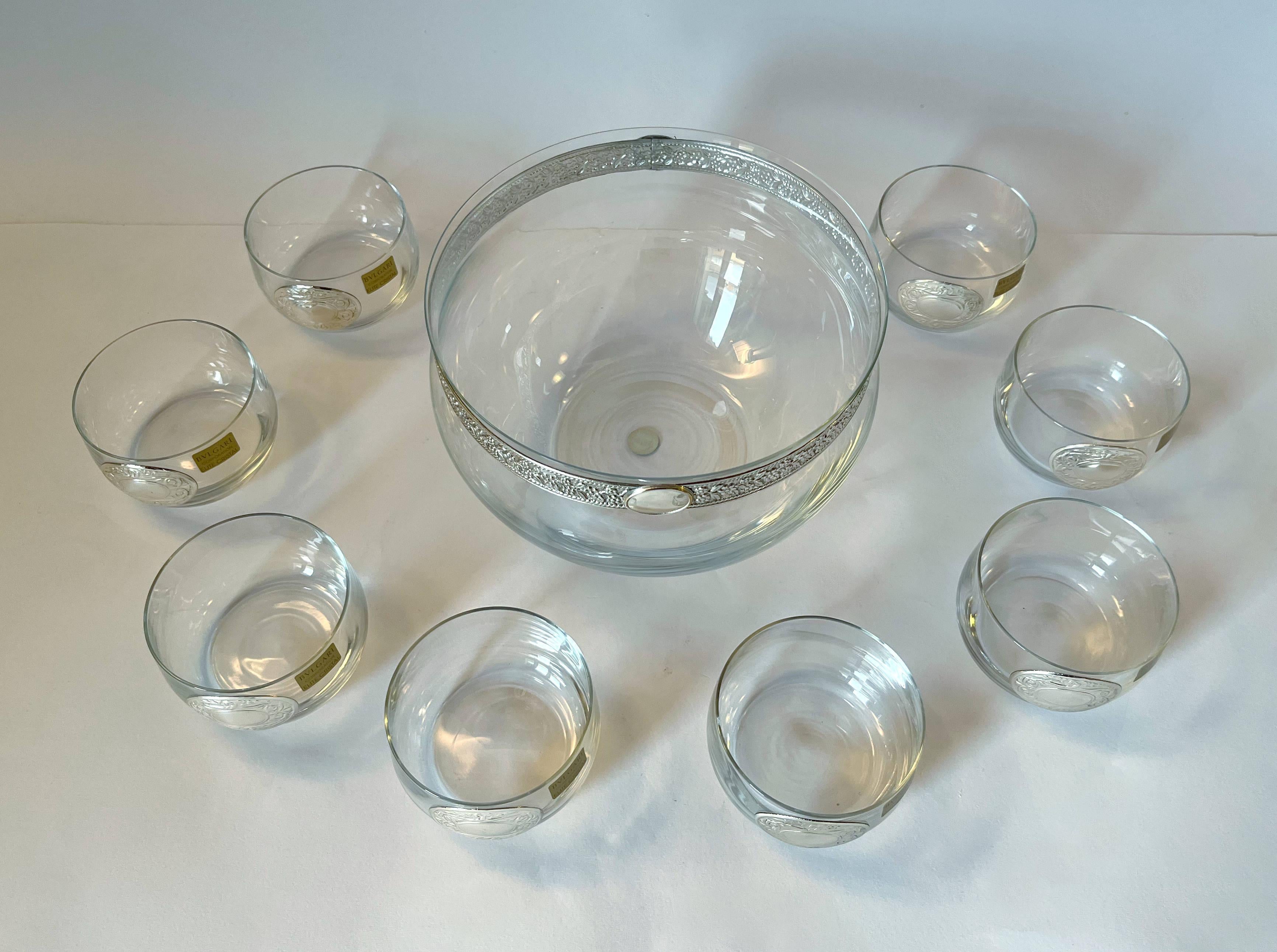 Juego de puñetazos de cristal de plata Bulgari en Bueno estado para la venta en Los Angeles, CA