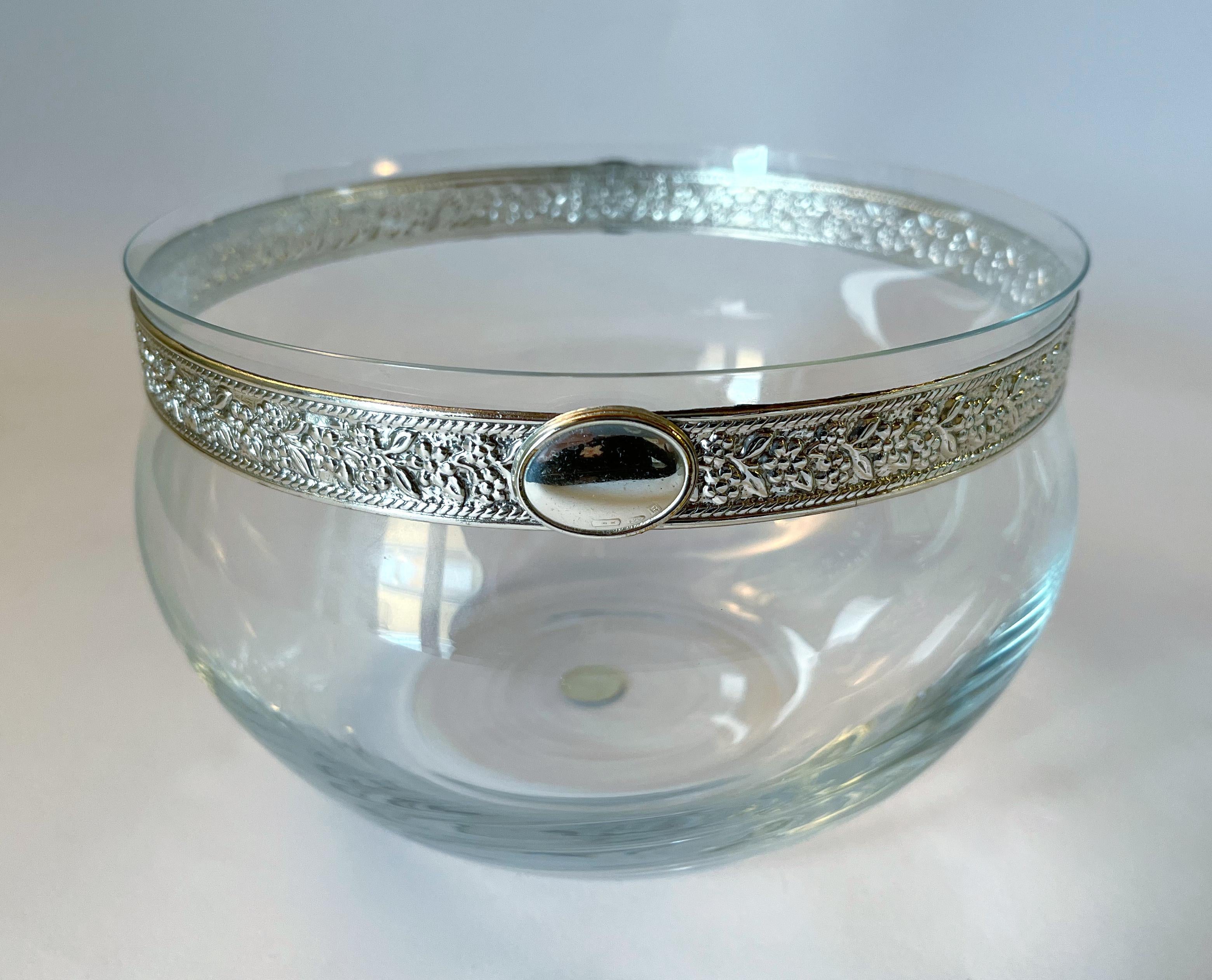 Juego de puñetazos de cristal de plata Bulgari siglo XX en venta